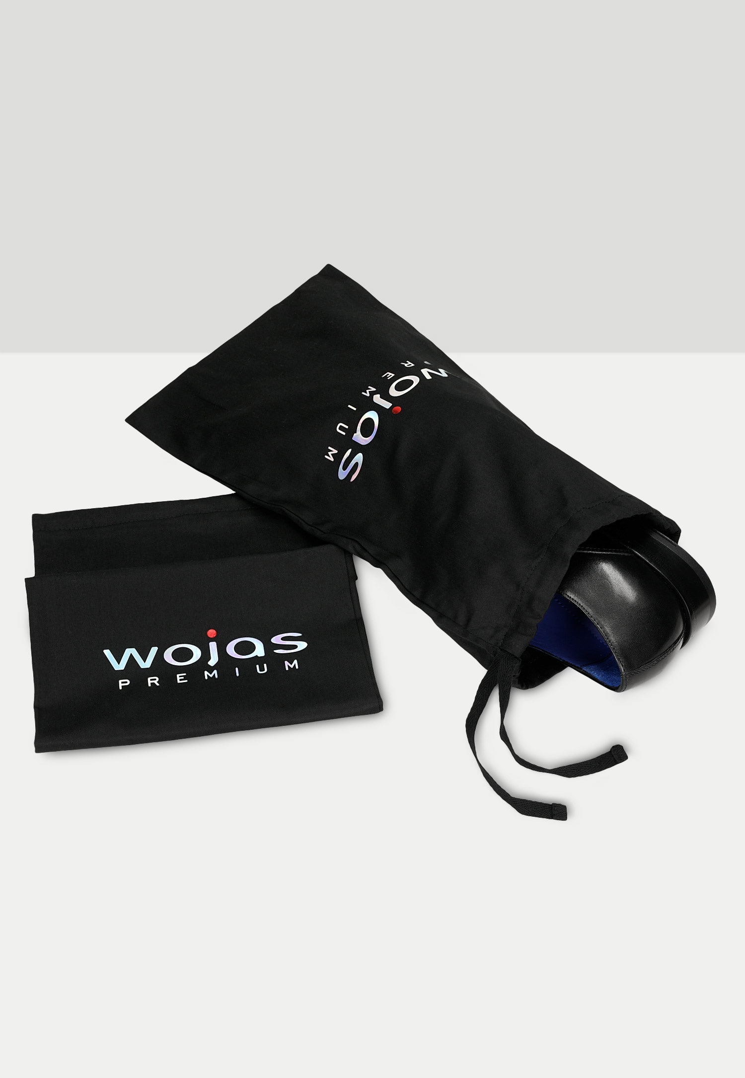 Czarne wizytowe półbuty męskie ze skórzaną podeszwą - linia PREMIUM