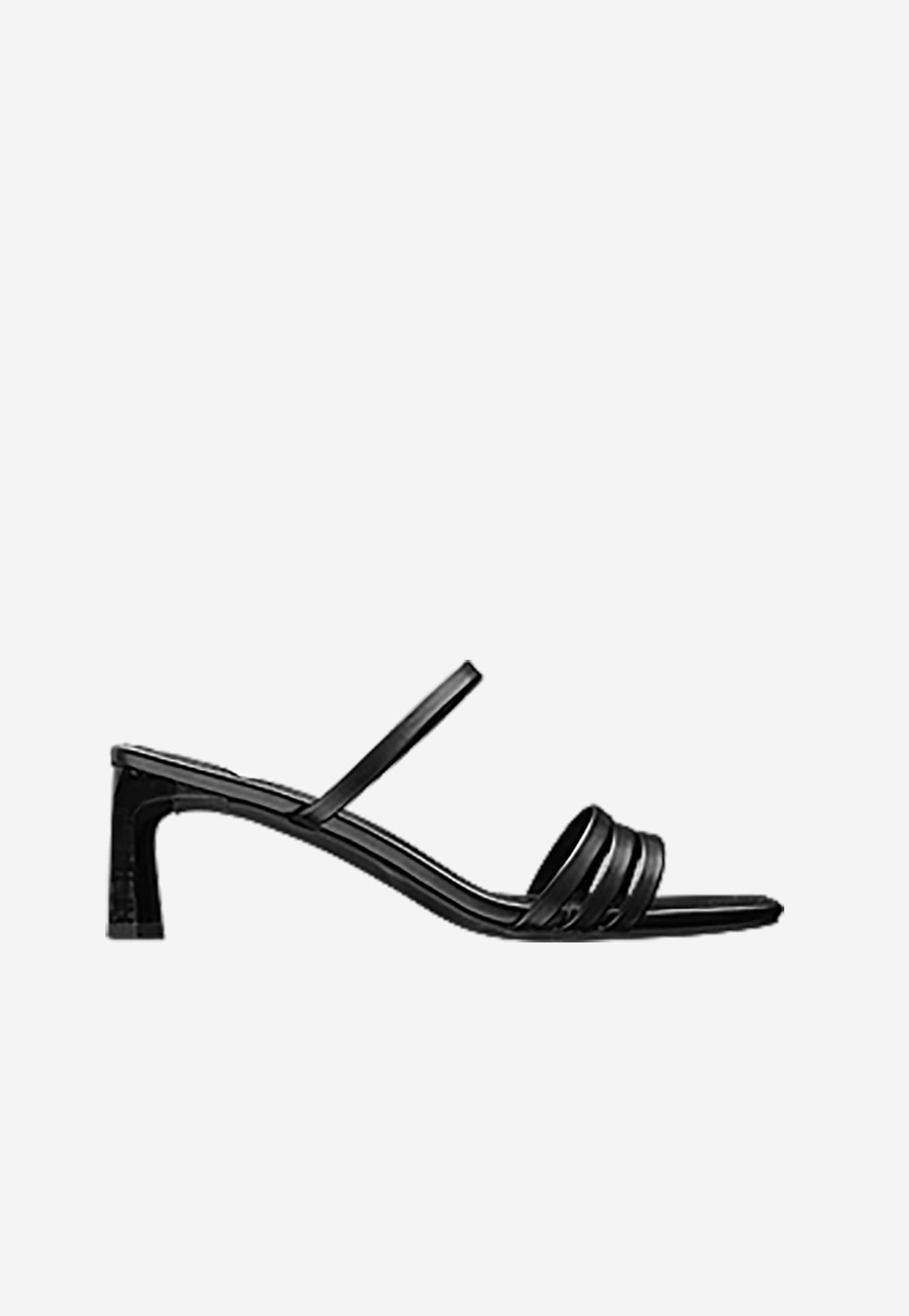 WJS czarne klapki damskie z cienkimi paseczkami