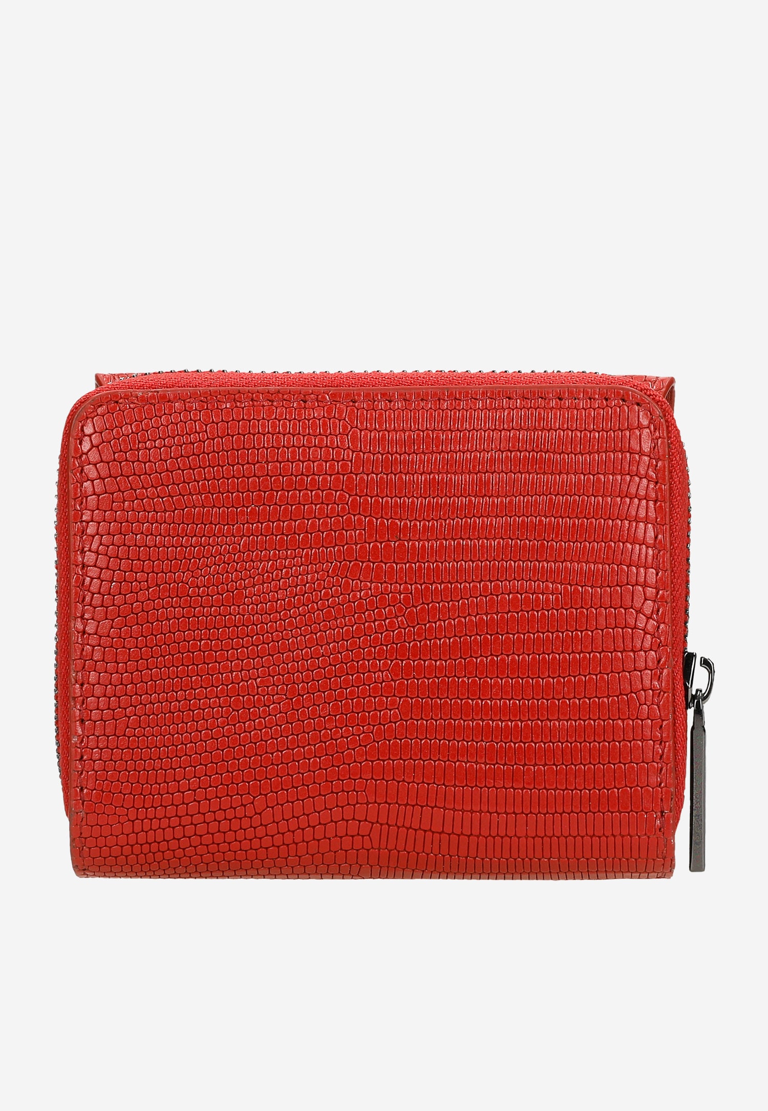 Czerwony lakierowany portfel damski z tłoczeniem