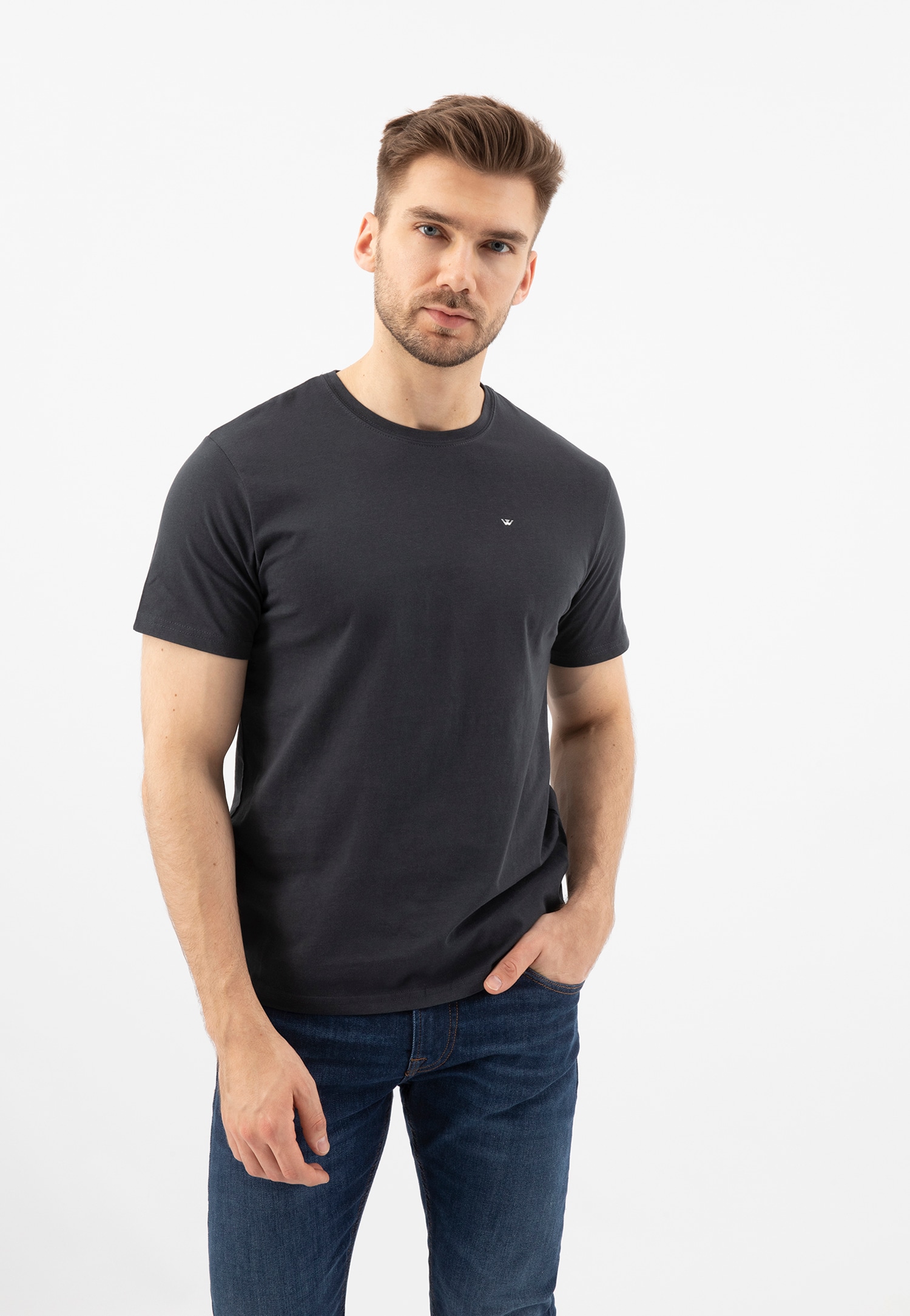 Jasnoniebieski t-shirt męski bawełniany