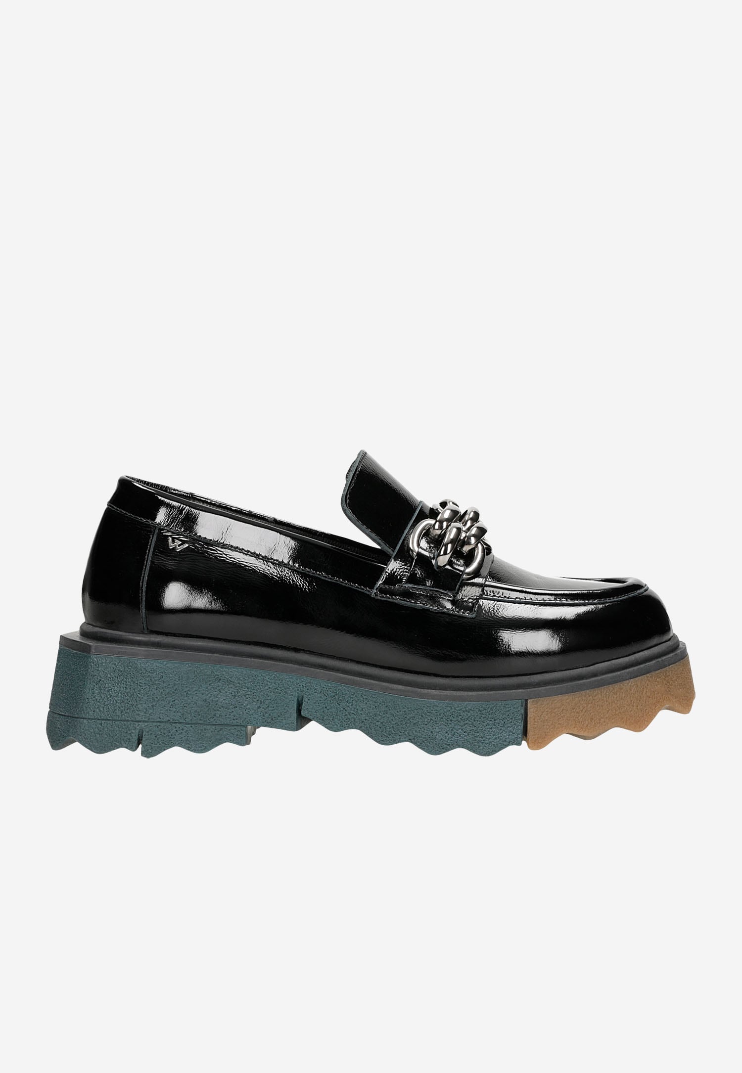 Czarne lakierowane mokasyny damskie na oryginalnej podeszwie