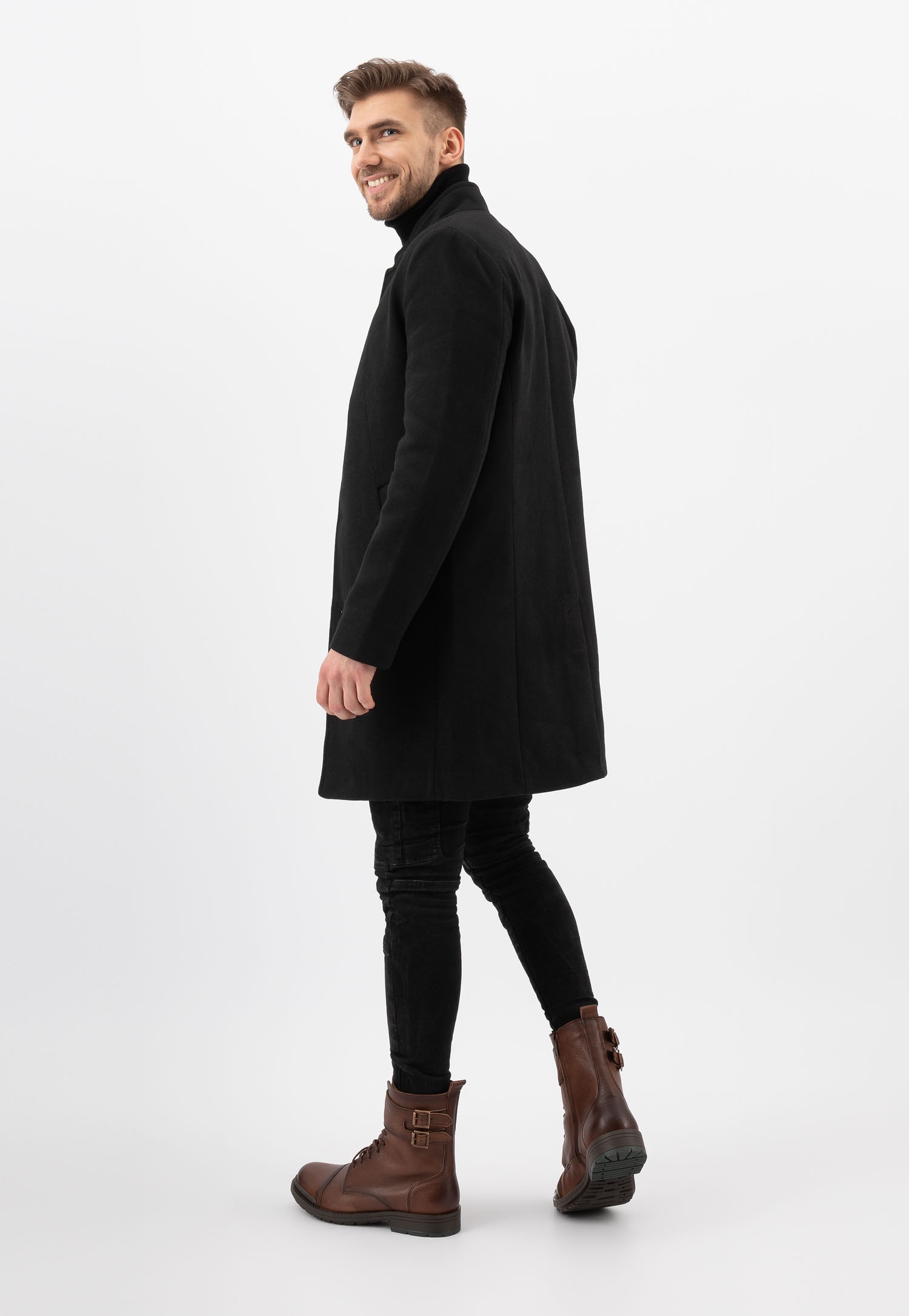 Brązowe wysokie bikery męskie ocieplane