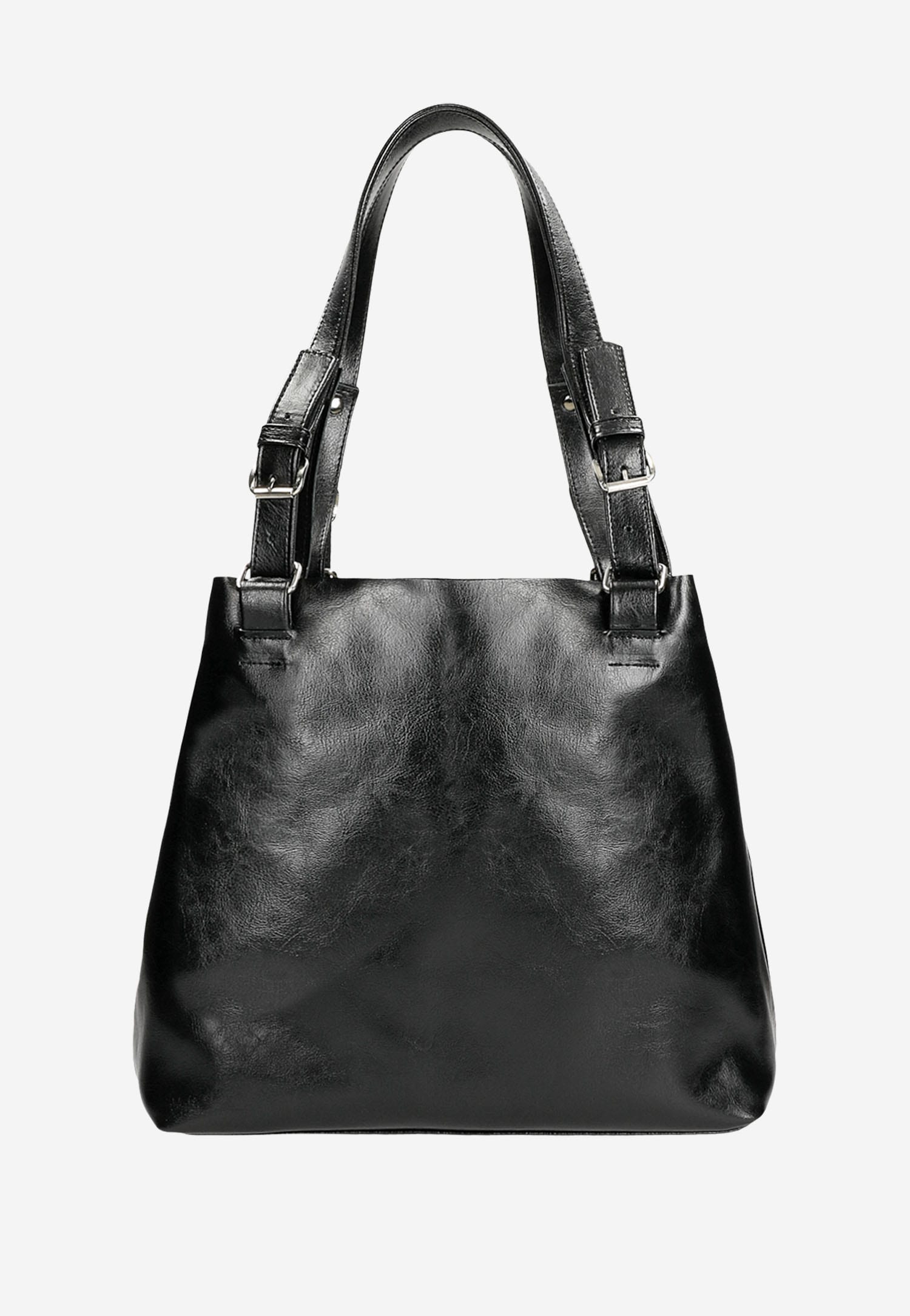 Pojemna skórzana torebka damska w kolorze brązowym