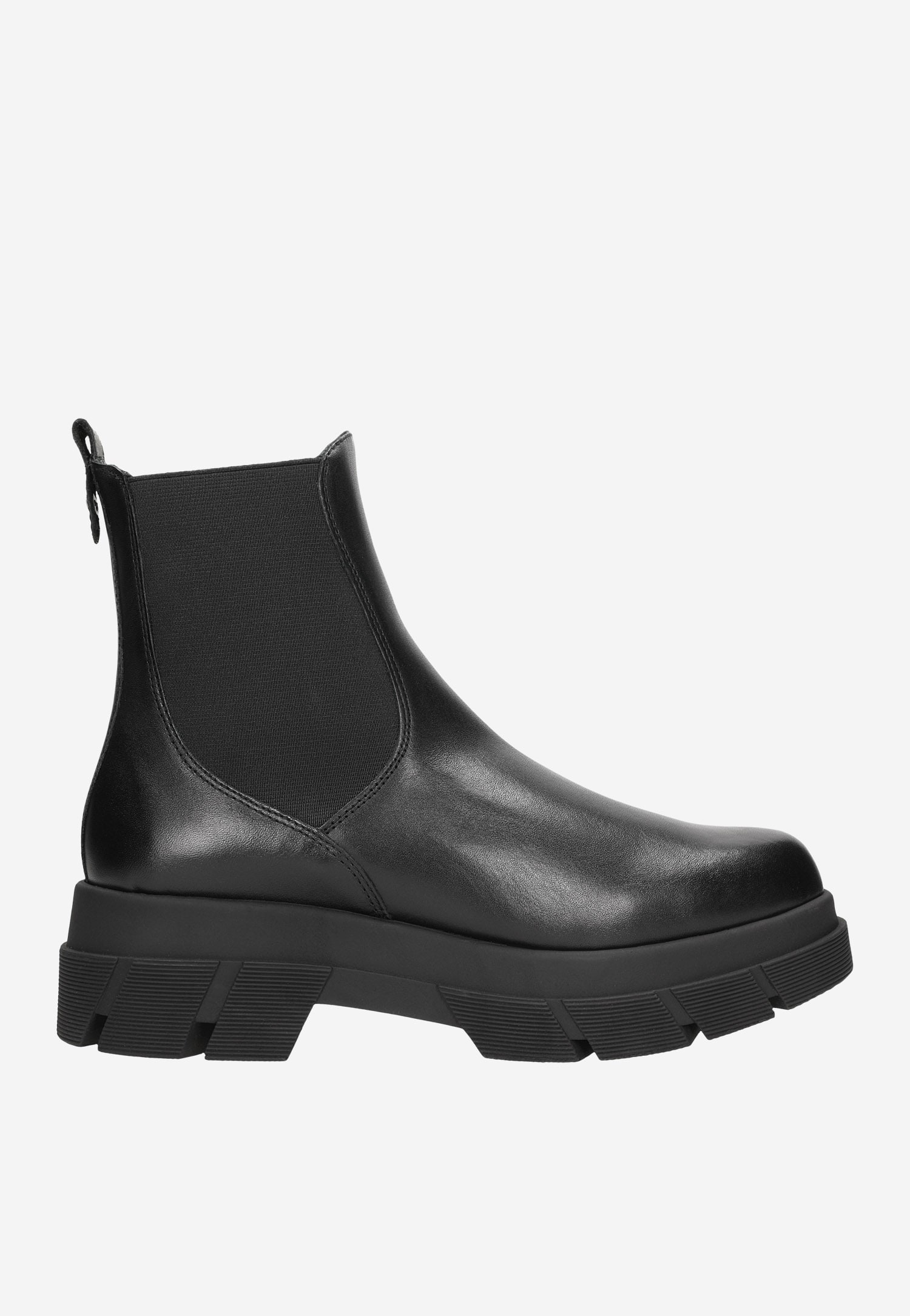 Czarne skórzane botki damskie sztyblety na wysokiej podeszwie