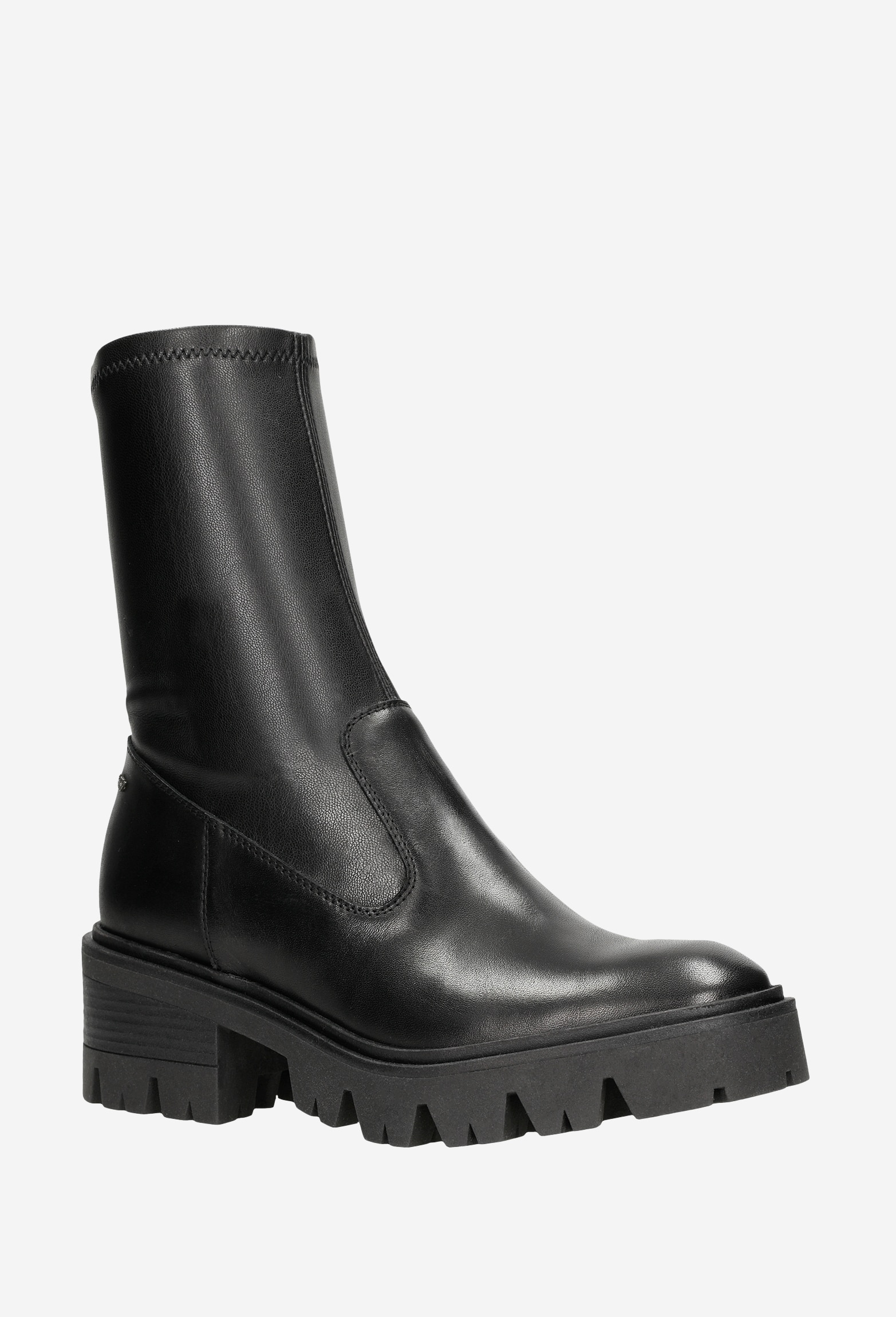 Czarne jesienne bikery damskie z wysoką cholewką