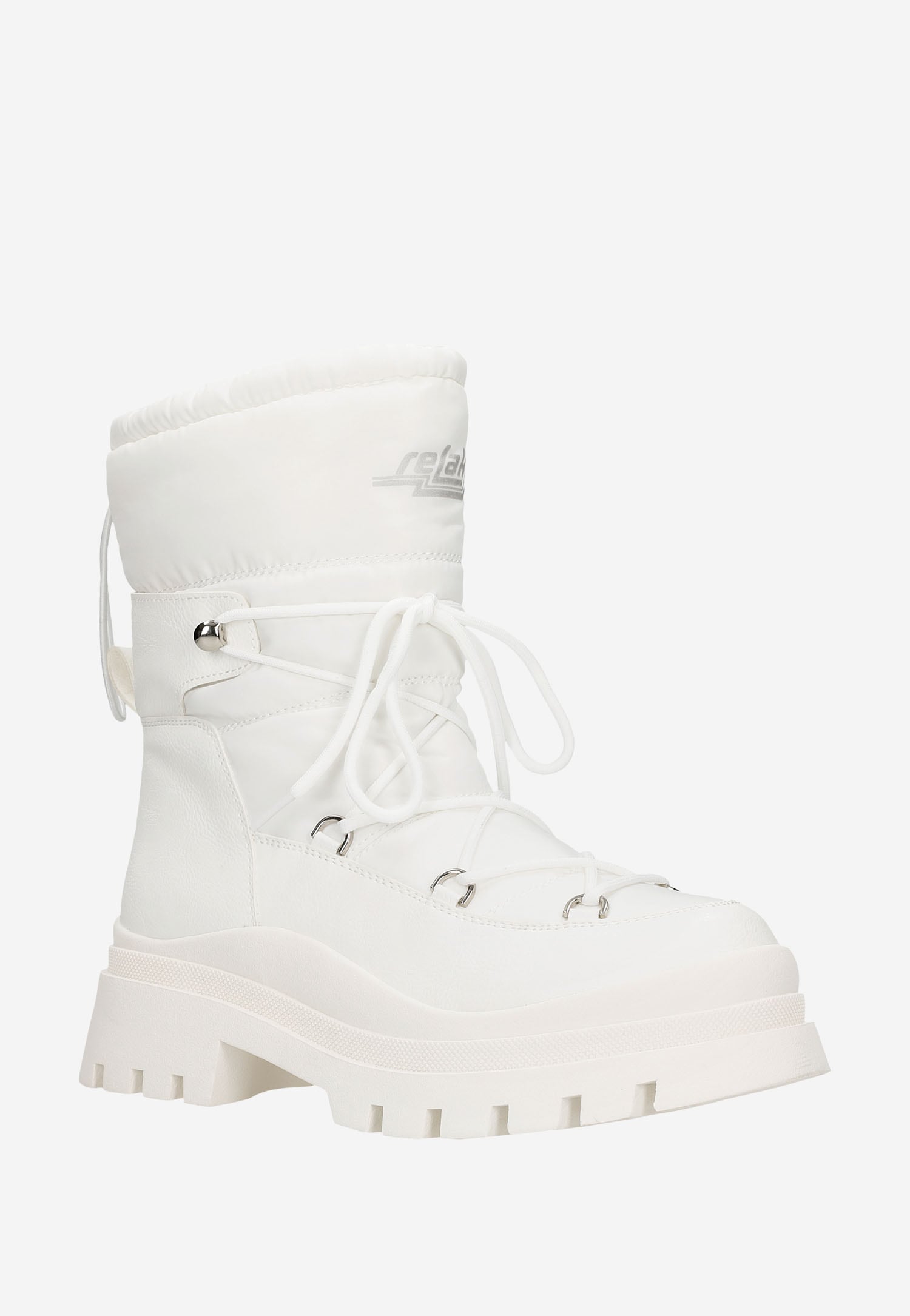 RELAKS stylowe ocieplane białe Śniegowce damskie