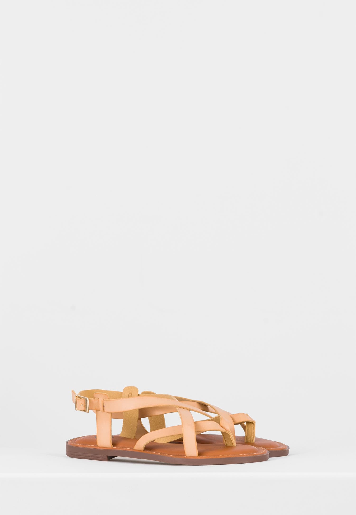 WJS beżowe sandały damskie na płaskiej podeszwie