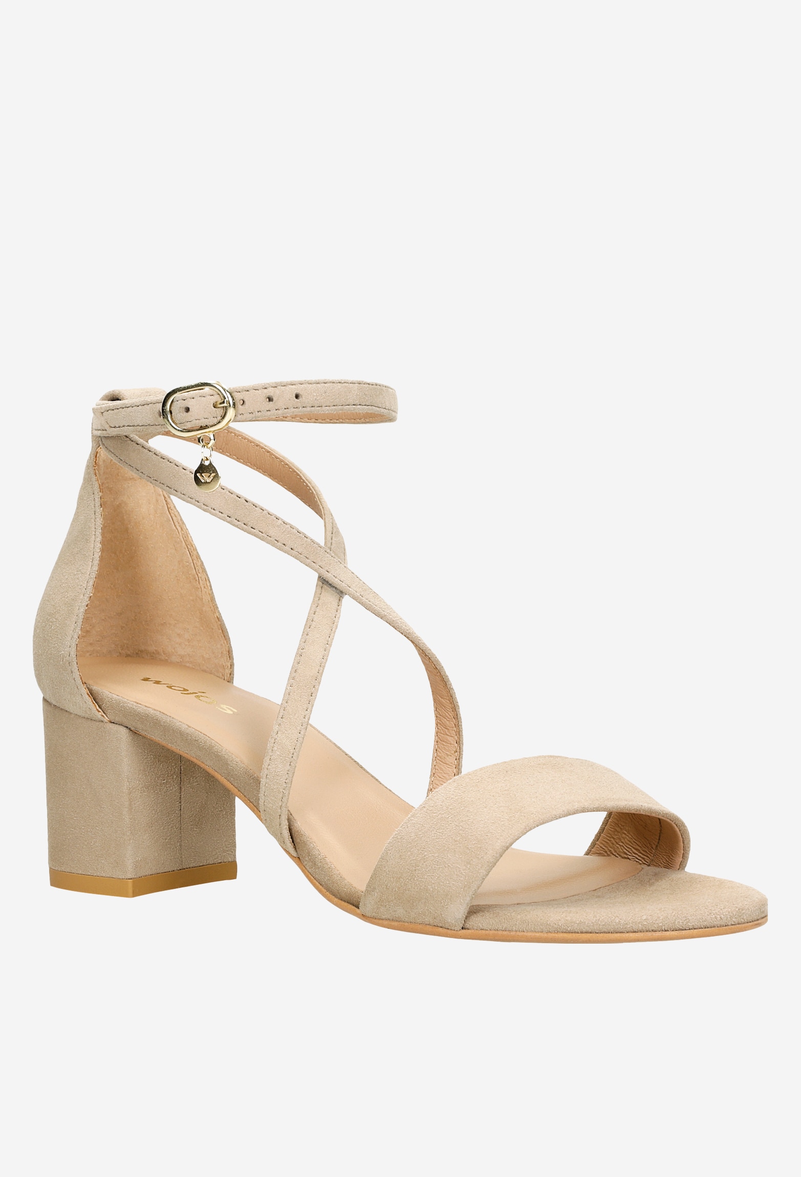 Beżowe sandały damskie z przeplatanymi paskami