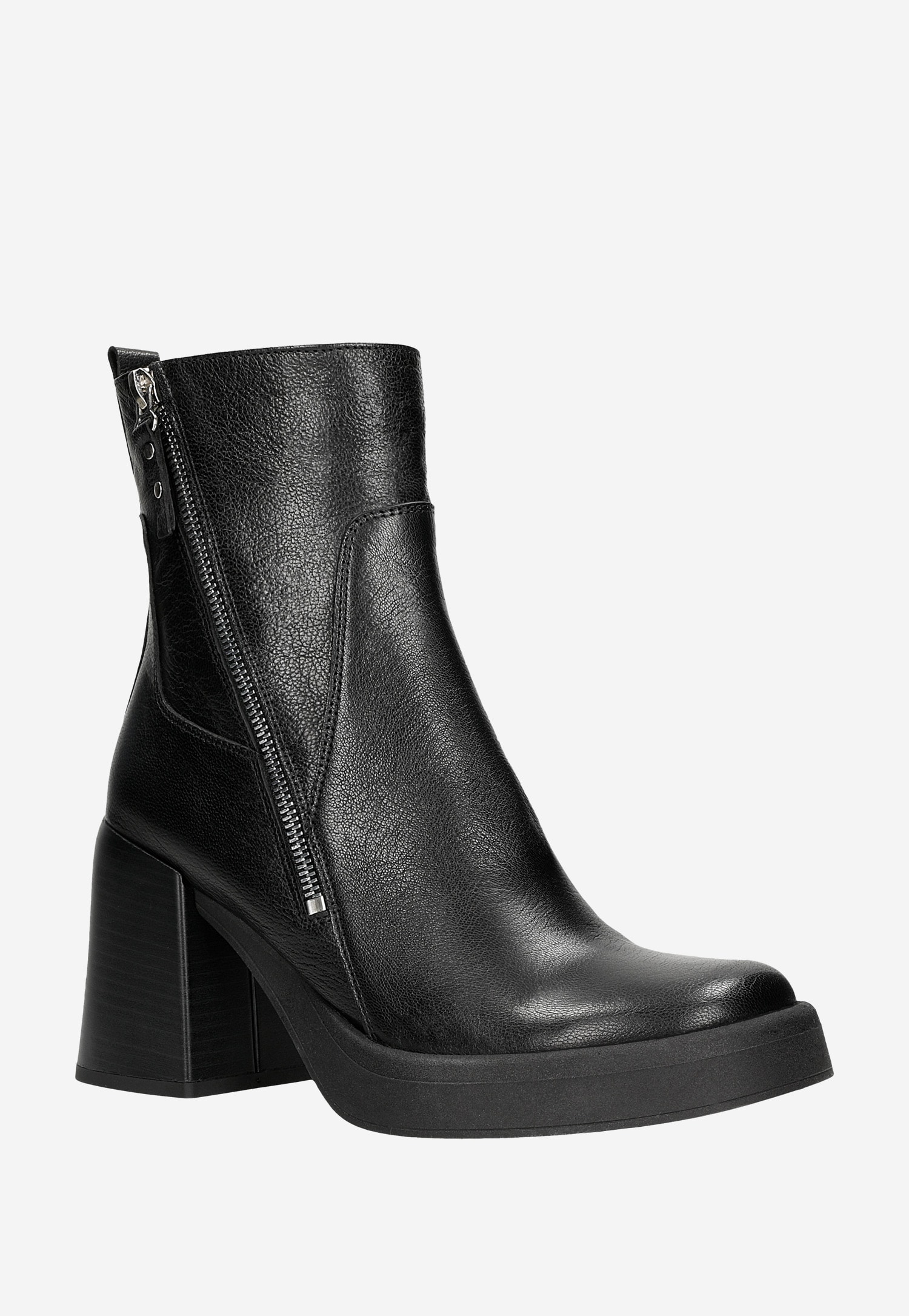 Czarne botki damskie z zamkiem na cholewce