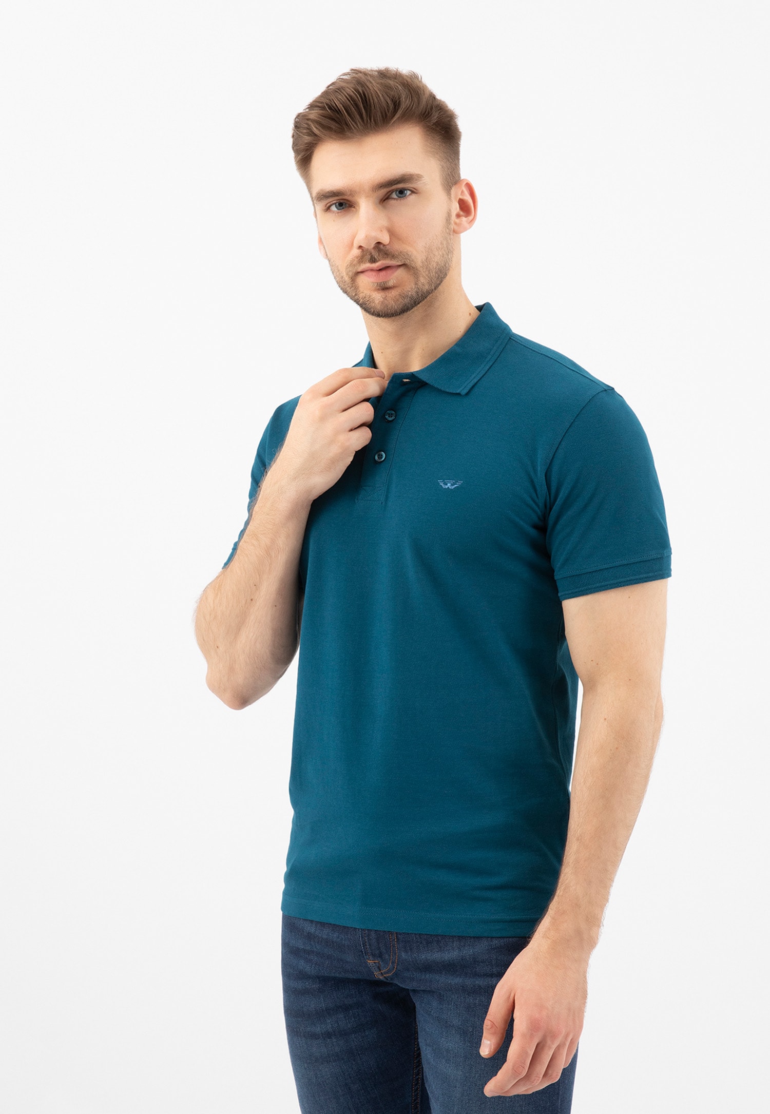 Czerwona koszulka męska polo z haftowanym logo