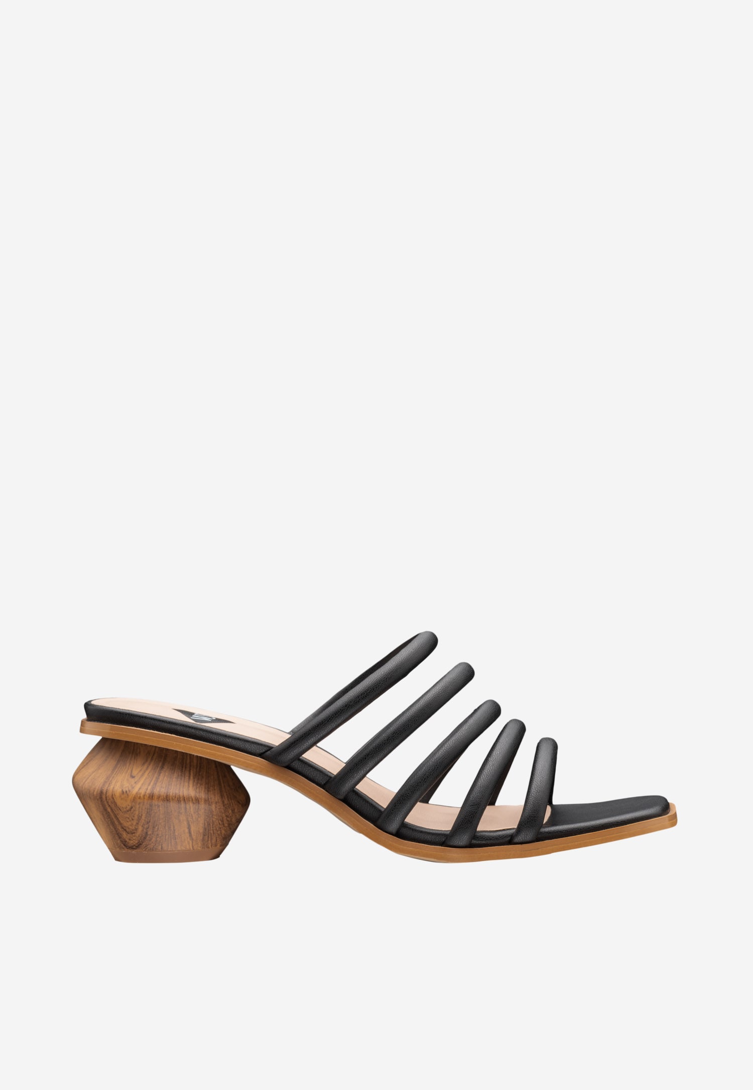 WJS klapki damskie z czarnymi delikatnymi paskami