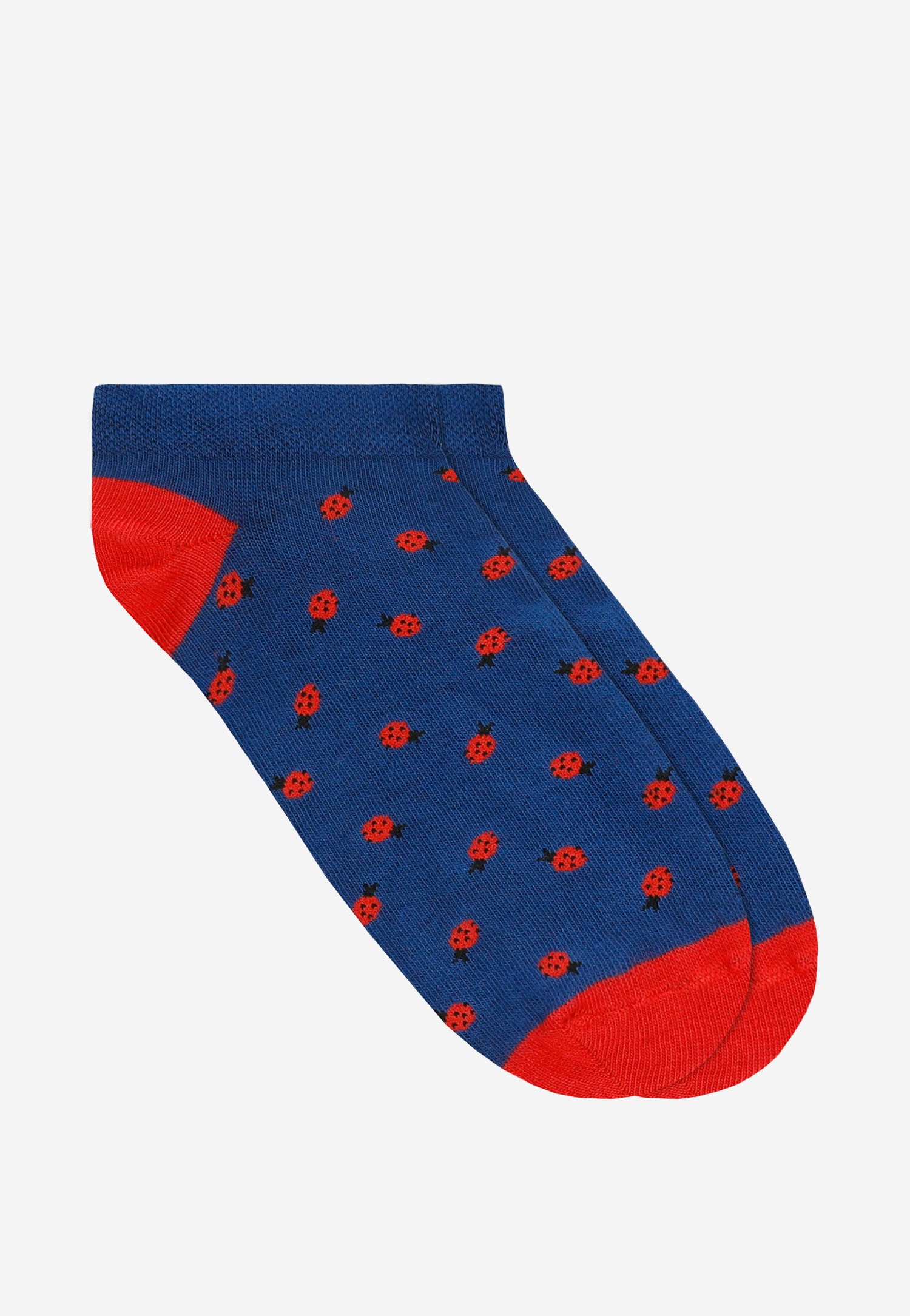 Granatowe stopki damskie z motywem biedronek