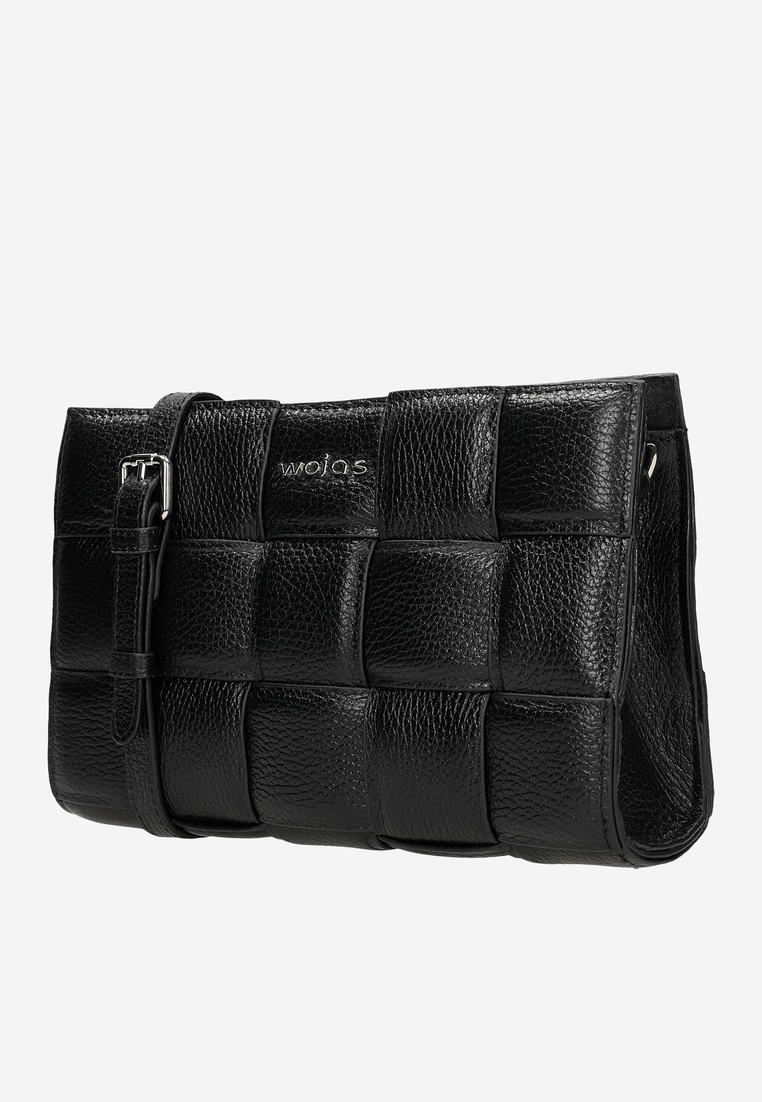 Czarna pleciona torebka damska ze skóry licowej