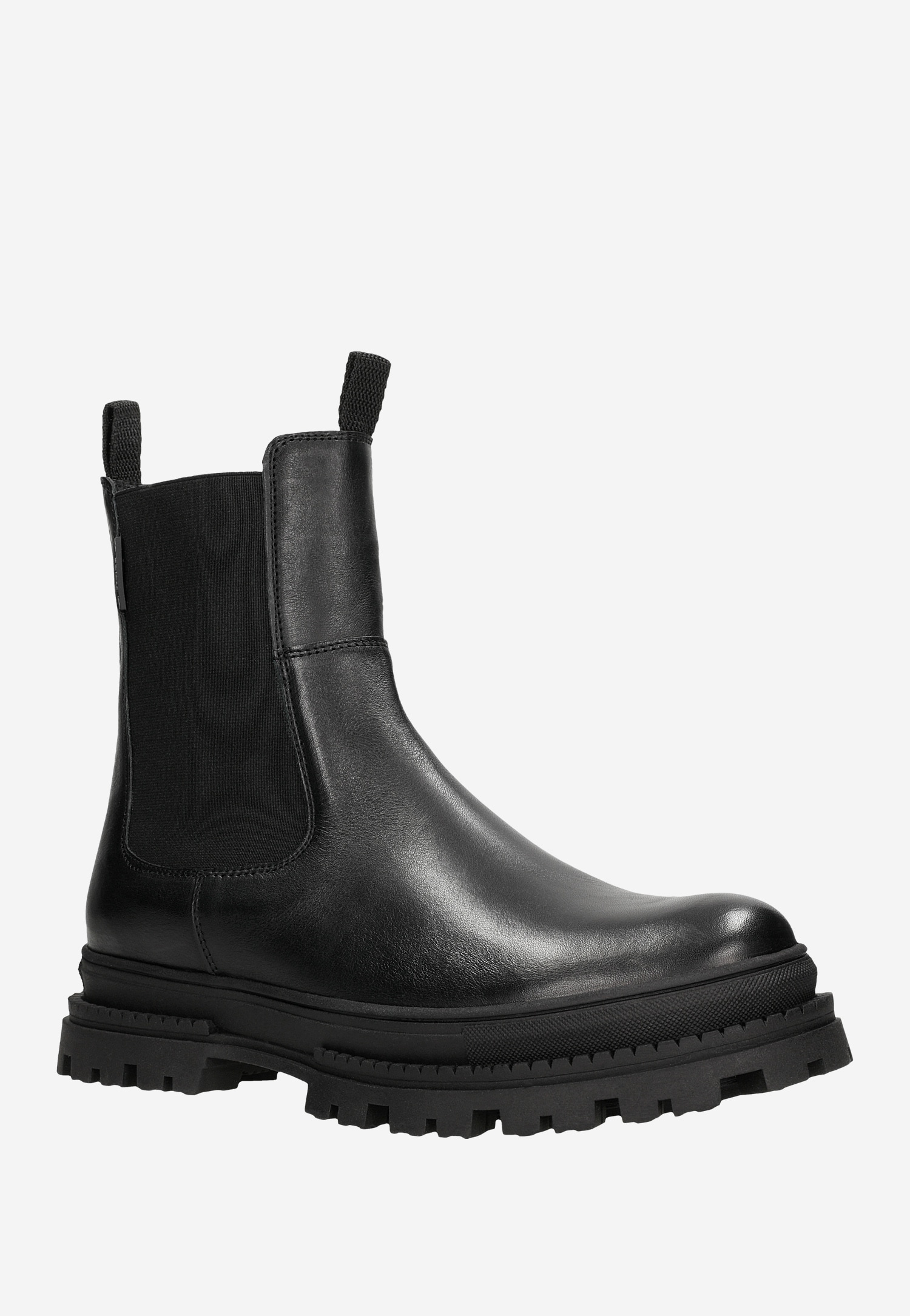 Czarne botki męskie sztyblety z czarnej skóry licowej