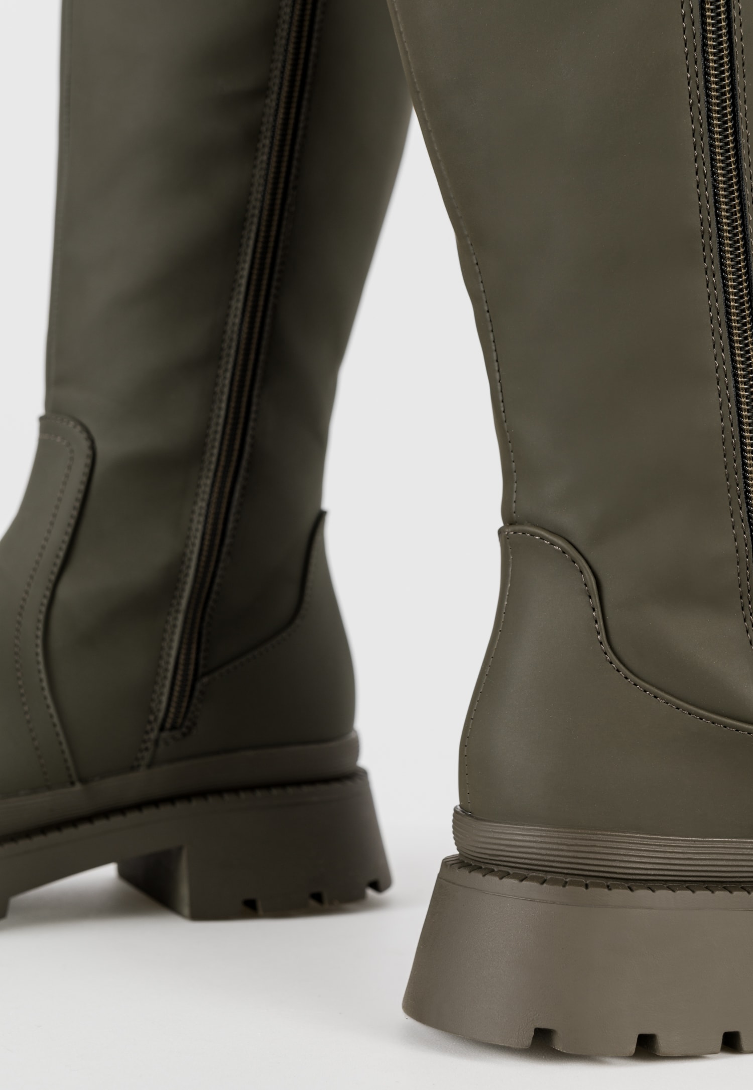 WJS płaskie zielone kozaki damskie