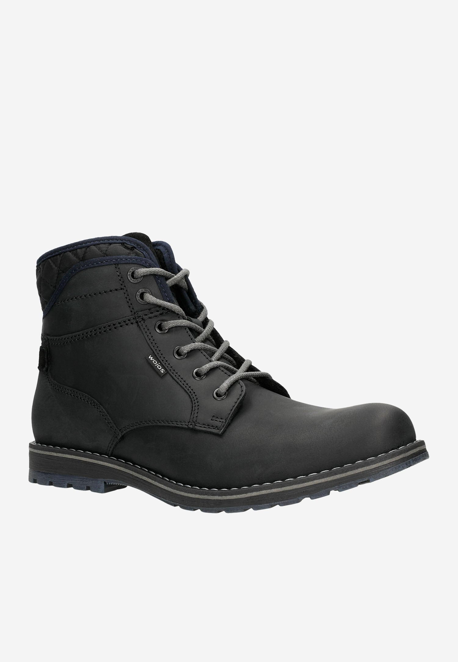 Czarne sznurowane workery męskie ze skóry licowej