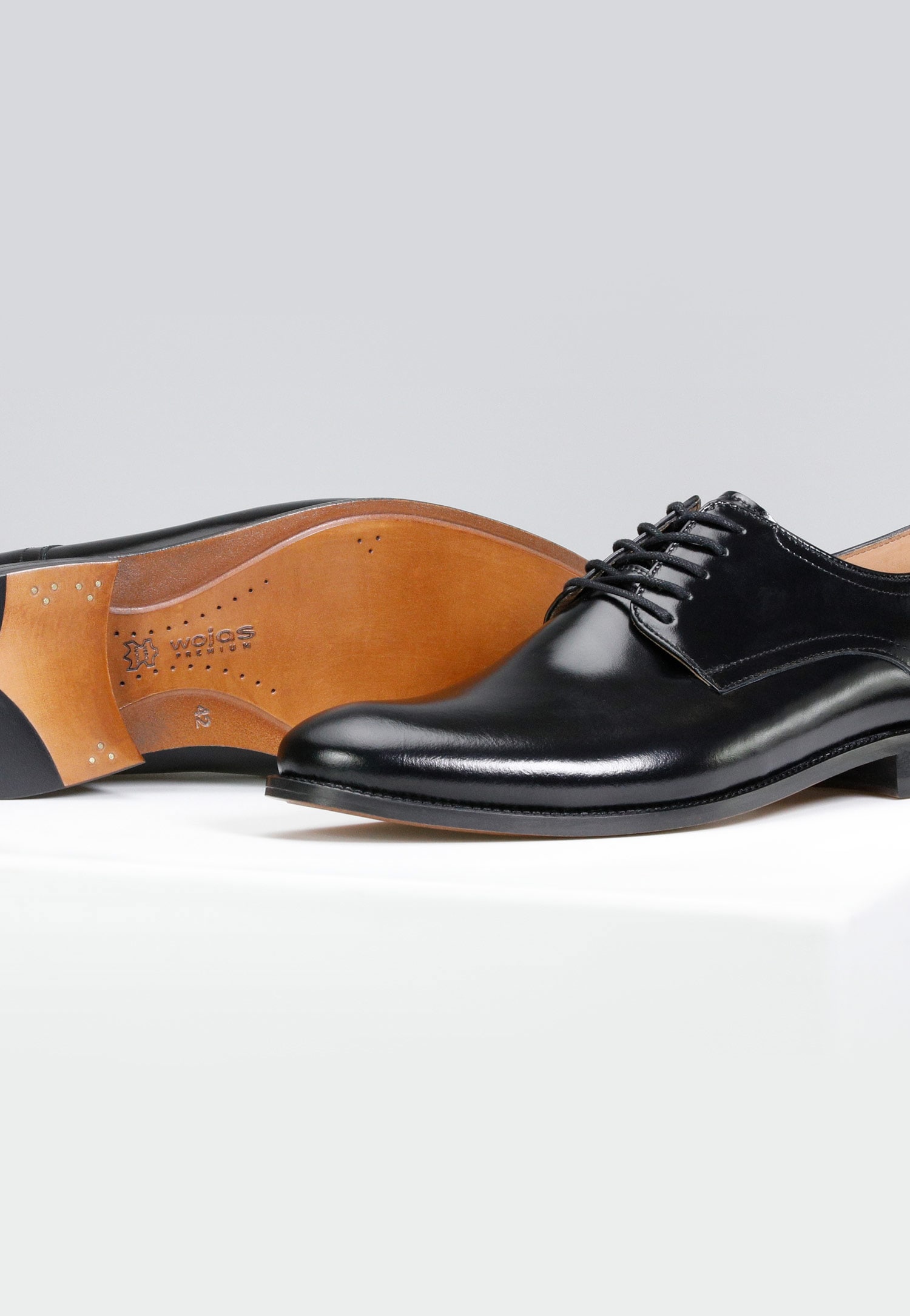 Czarne wizytowe półbuty męskie z linii PREMIUM