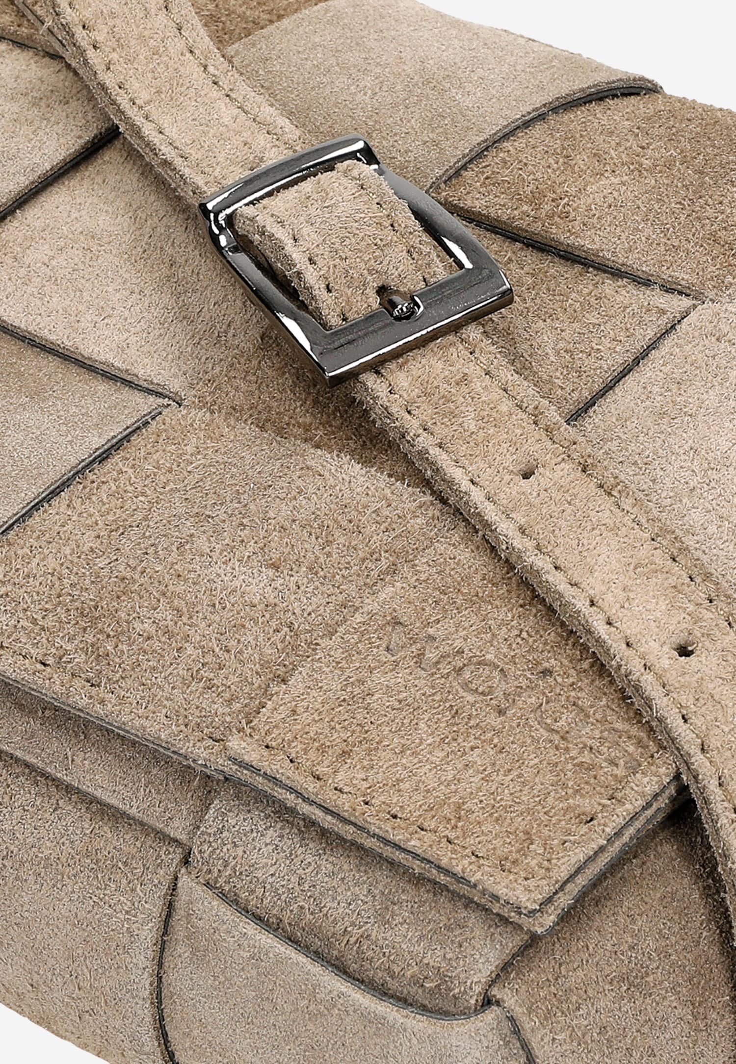 Beżowa przeplatana torebka skórzana