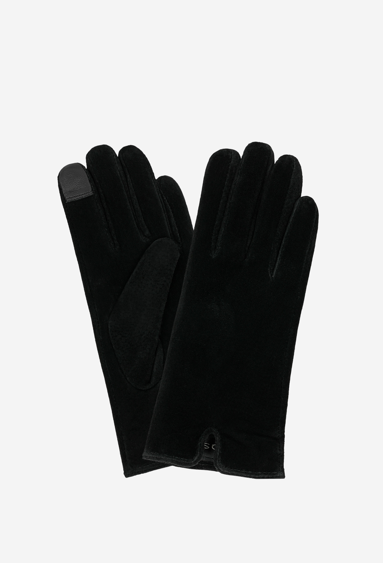 Czarne rękawiczki damskie z dwoiny welurowej