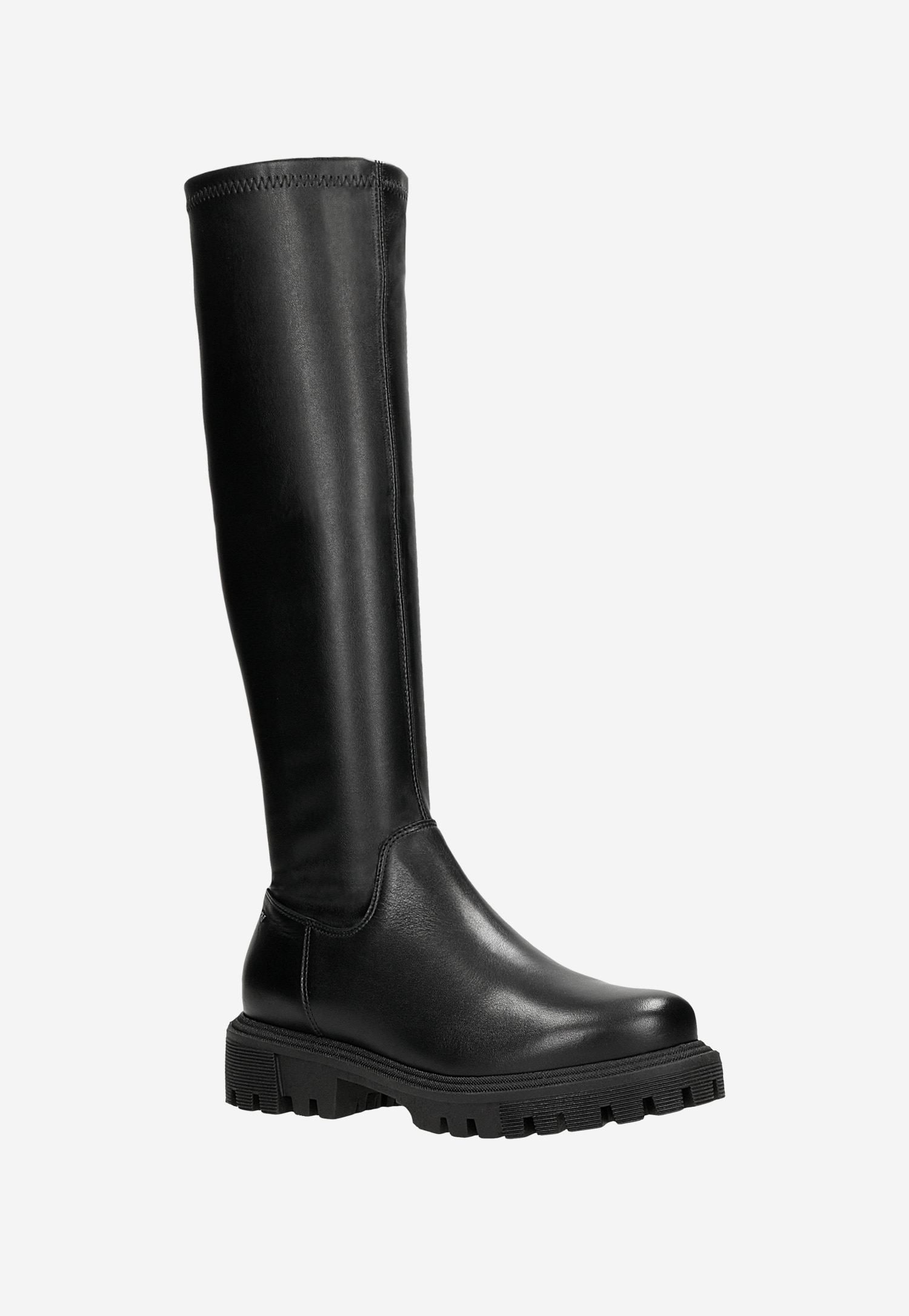 Czarne skórzane kozaki damskie do kolan