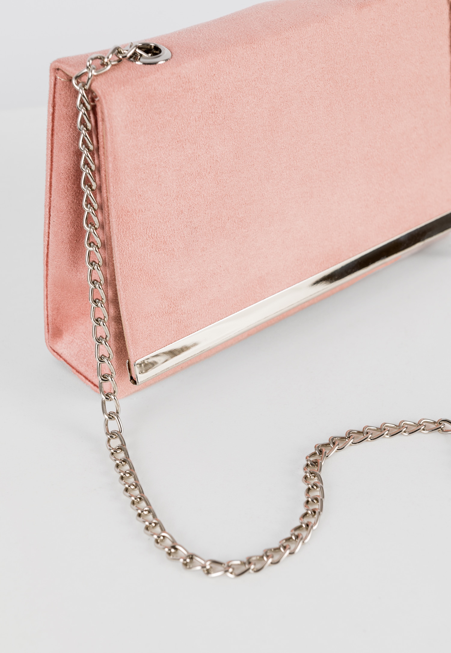 WJS różowa kopertówka damska ze srebrnymi elementami