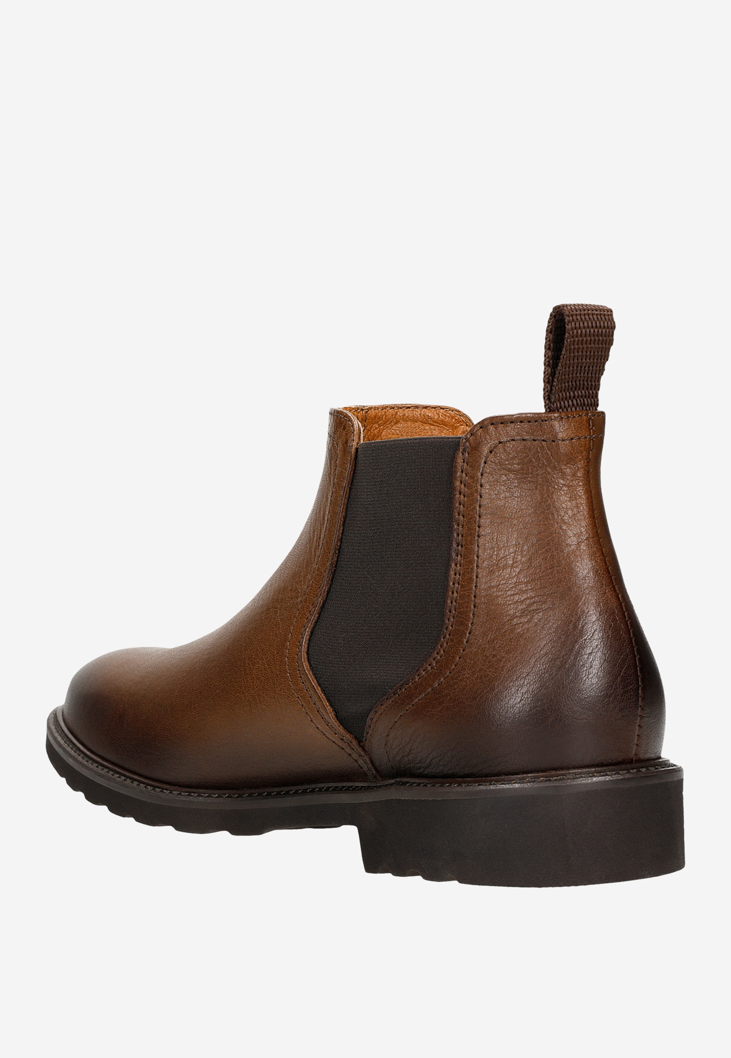 Brązowe botki męskie typu sztyblety z ozdobnie zakończoną gumą