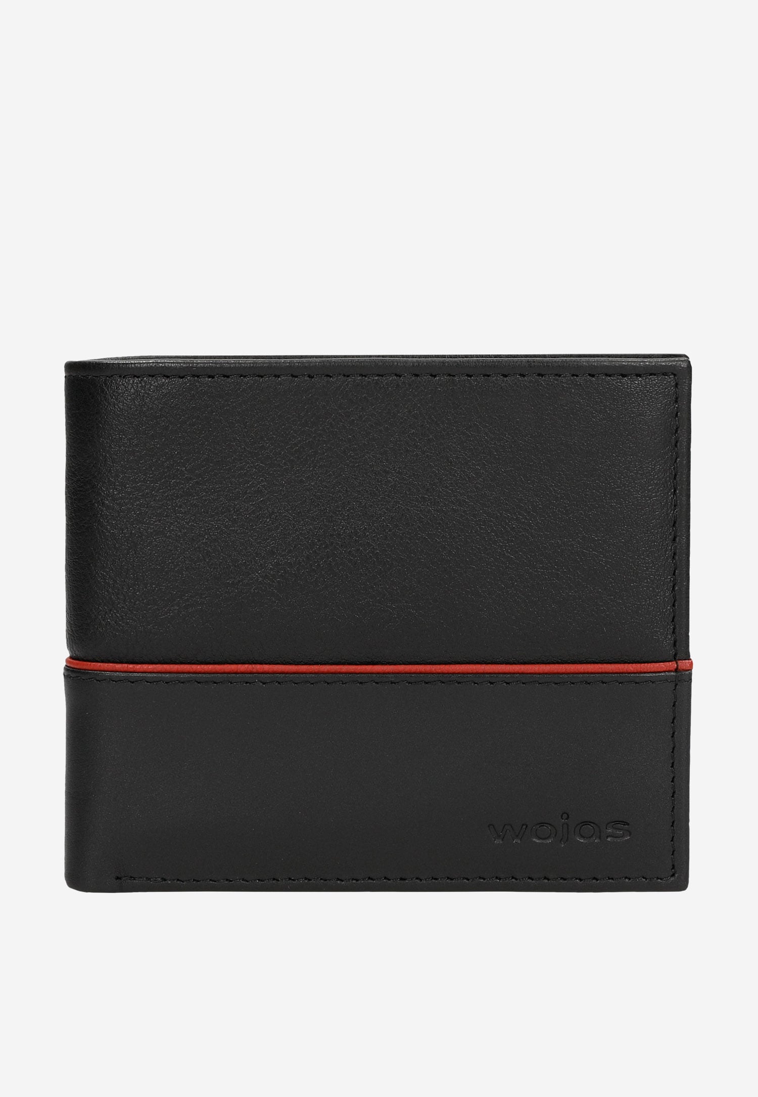 Czarny portfel męski z czerwonym paskiem
