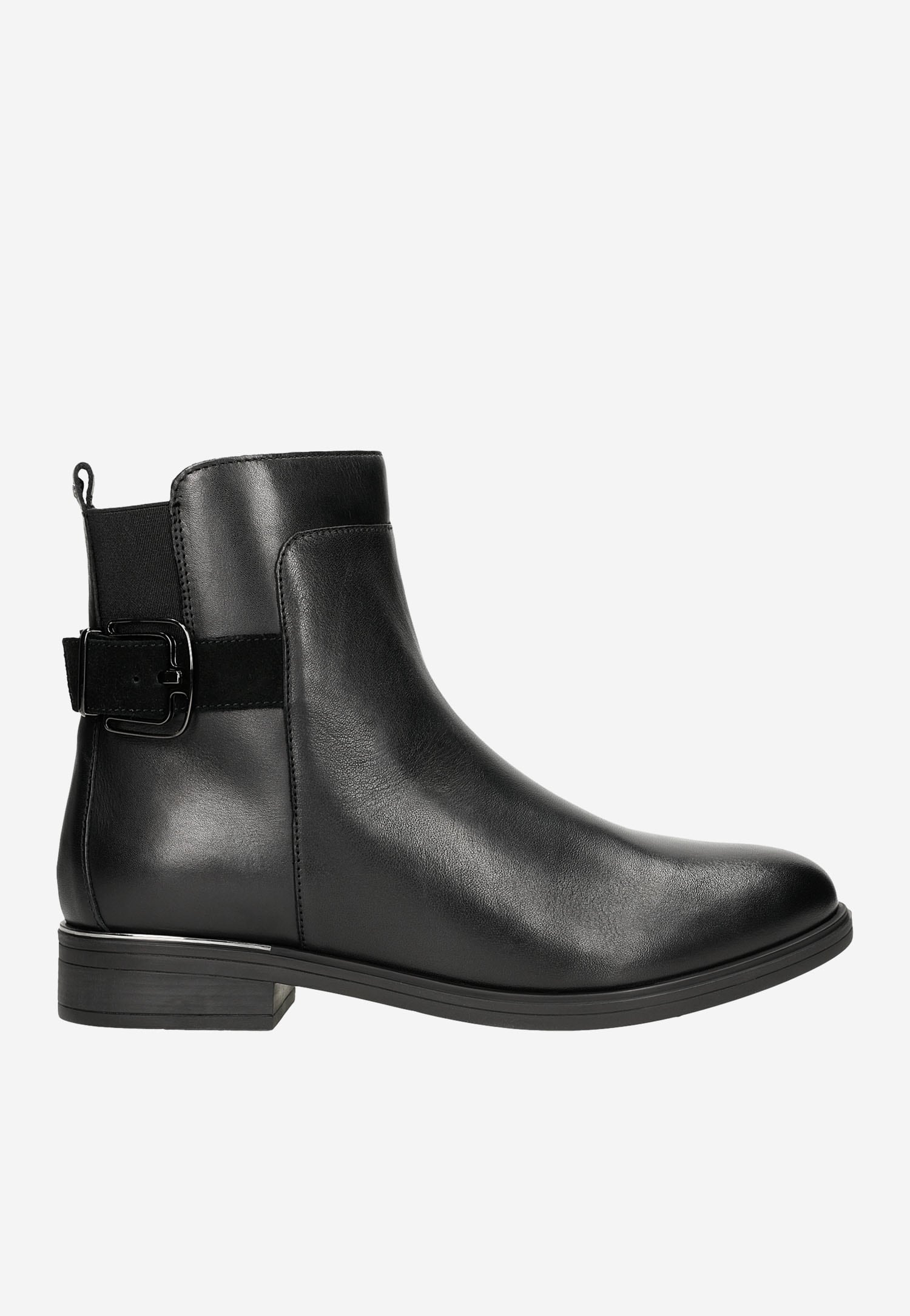 Czarne botki damskie ocieplane skórą owczą