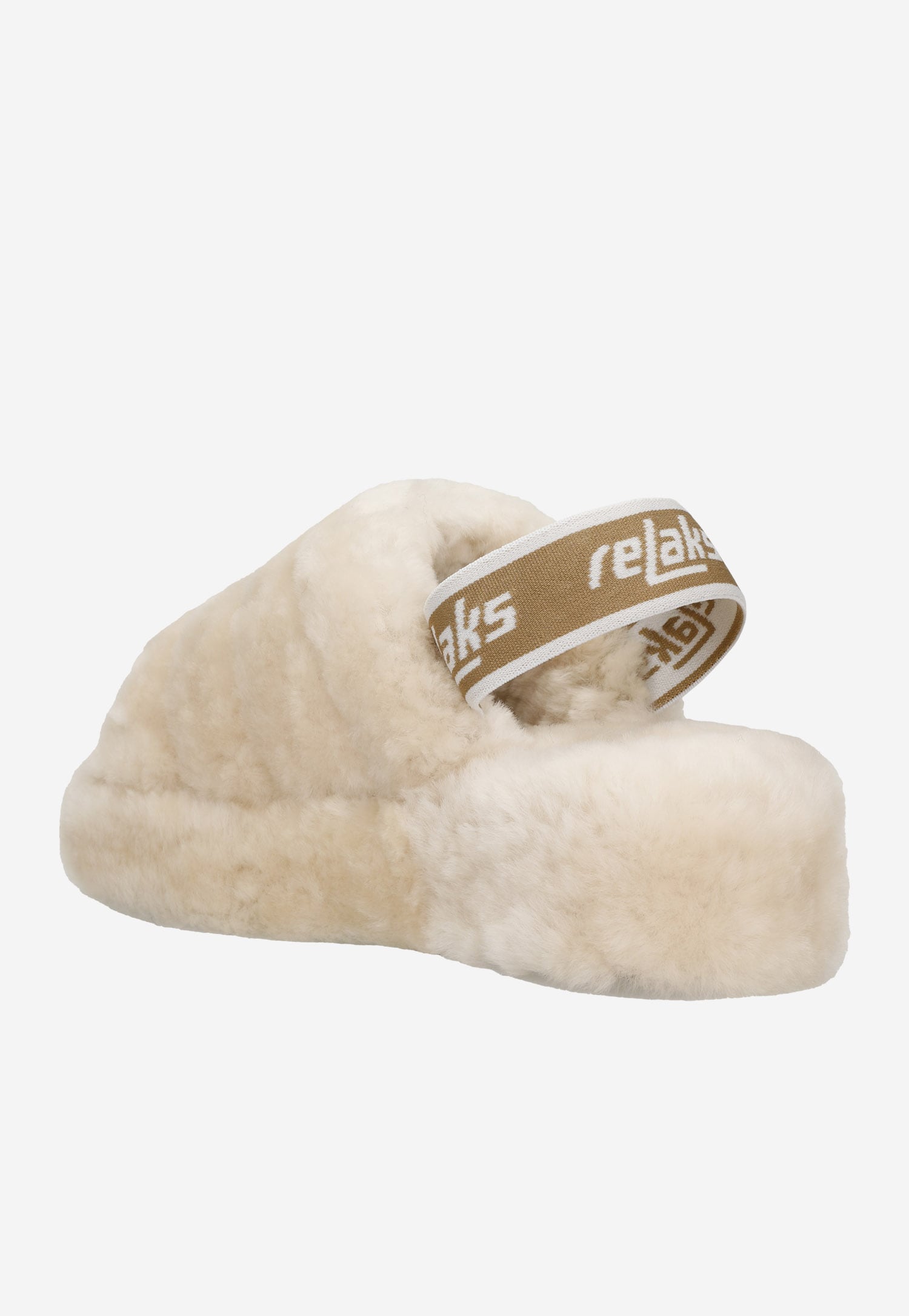 RELAKS czarne puchate kapcie z gumką na piętę