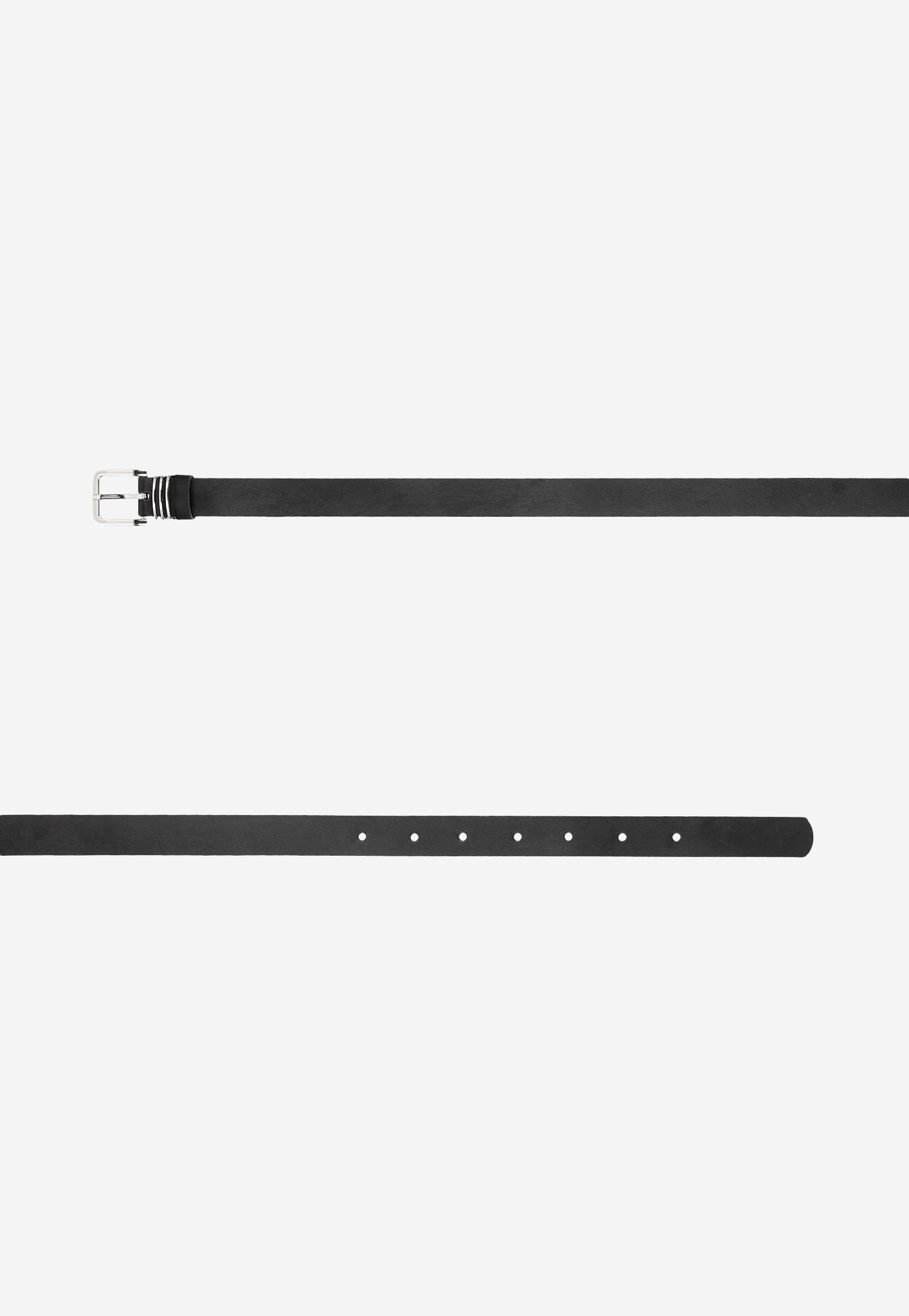 WJS czarny pasek damski ze srebrną klamrą