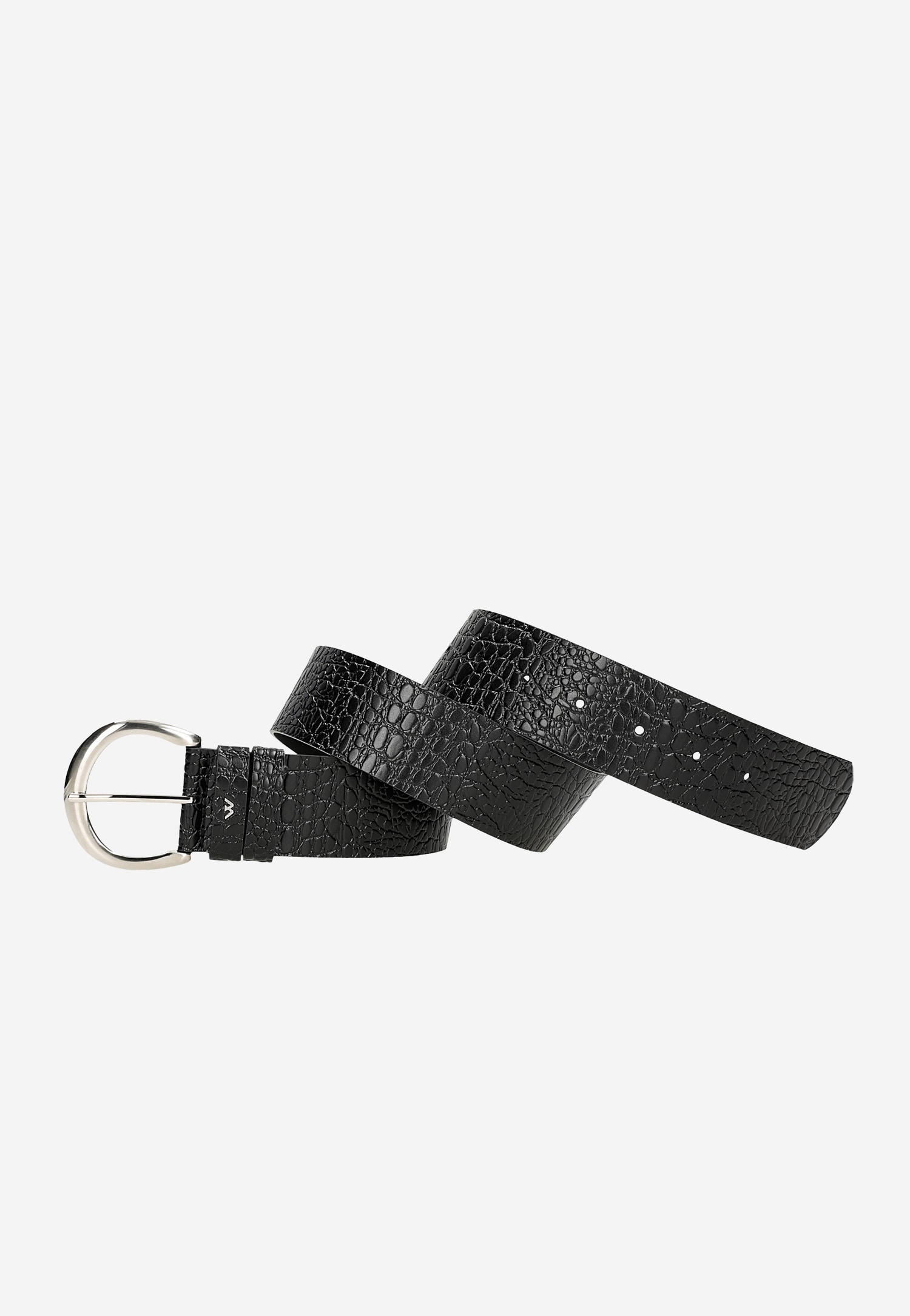 Czarny pasek z tłoczoną skórą