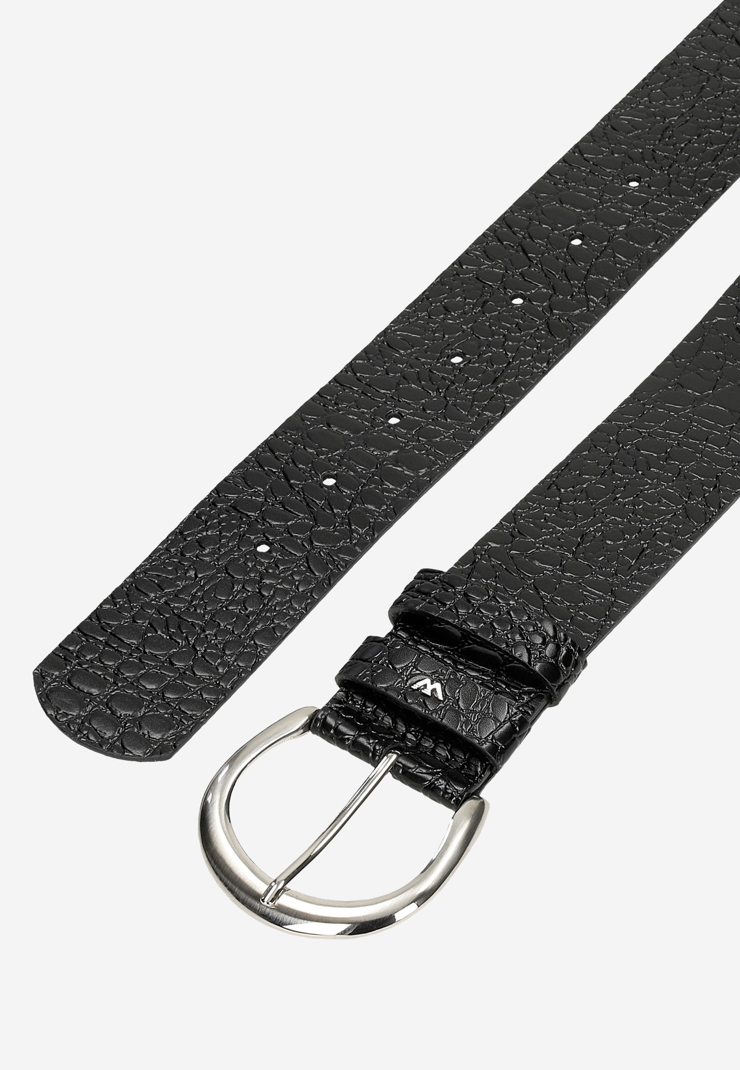Czarny pasek z tłoczoną skórą