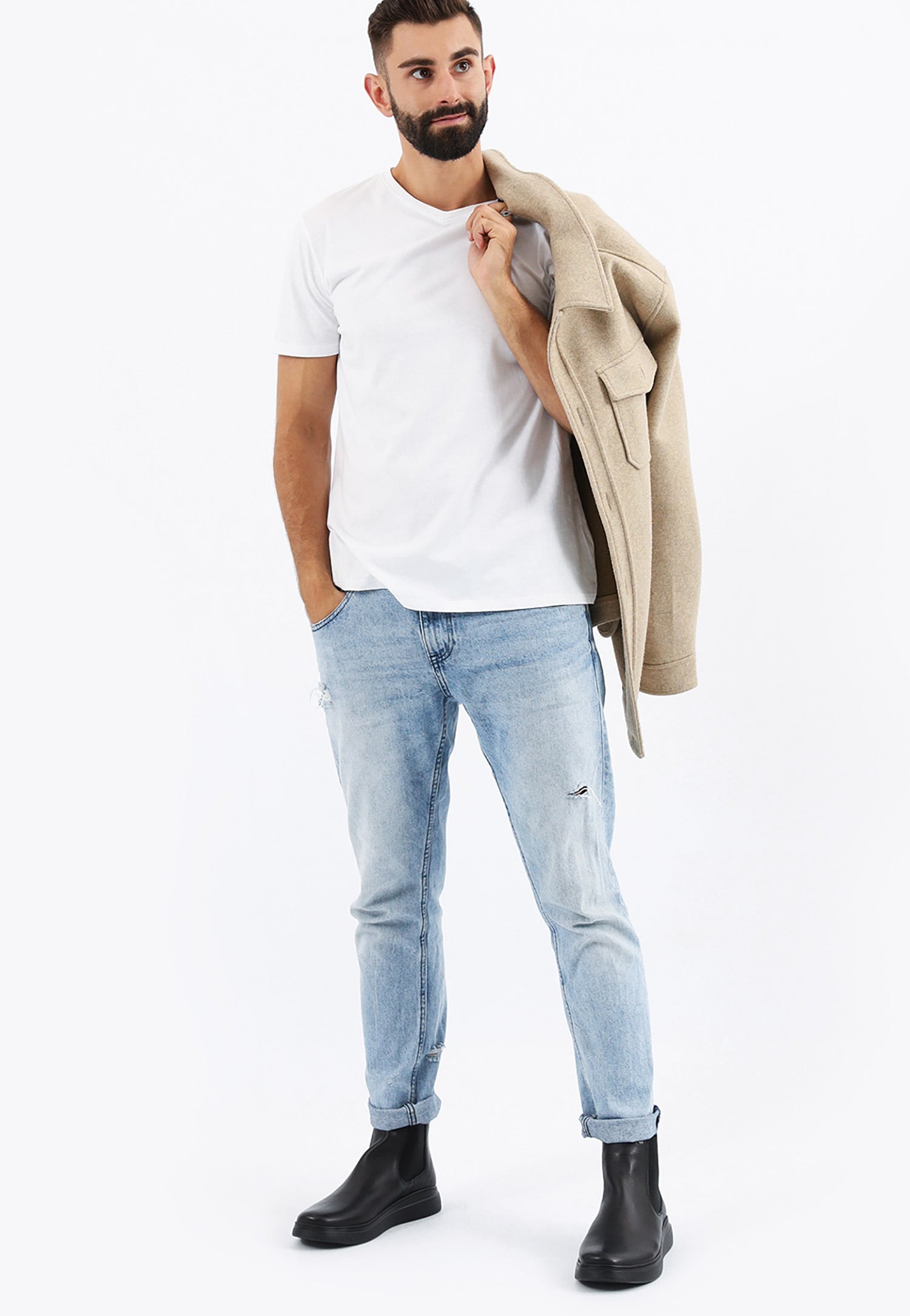 Czarne botki męskie z gładkiej skóry licowej