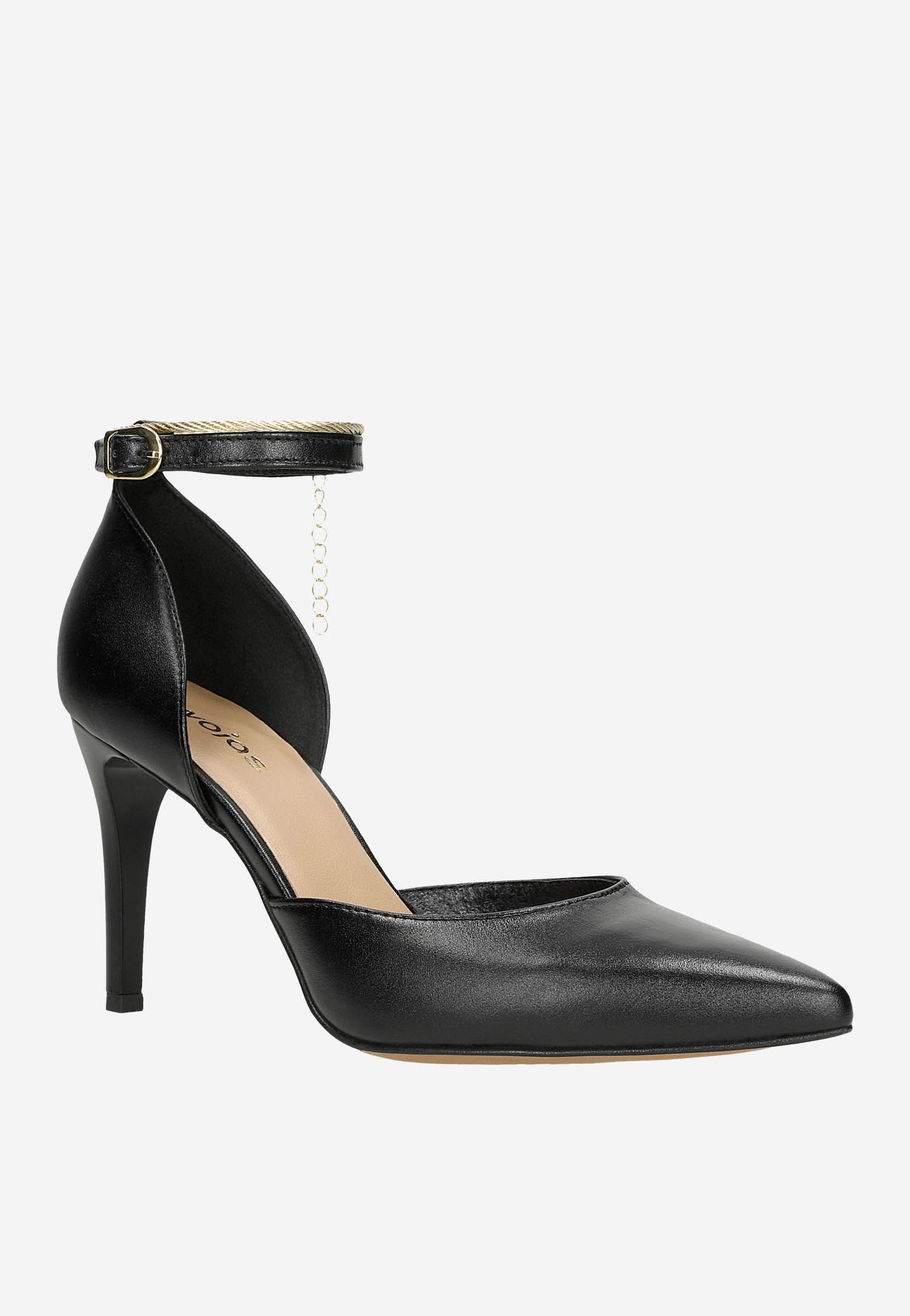 Czarne szpilki damskie z zapięciem wokół kostki