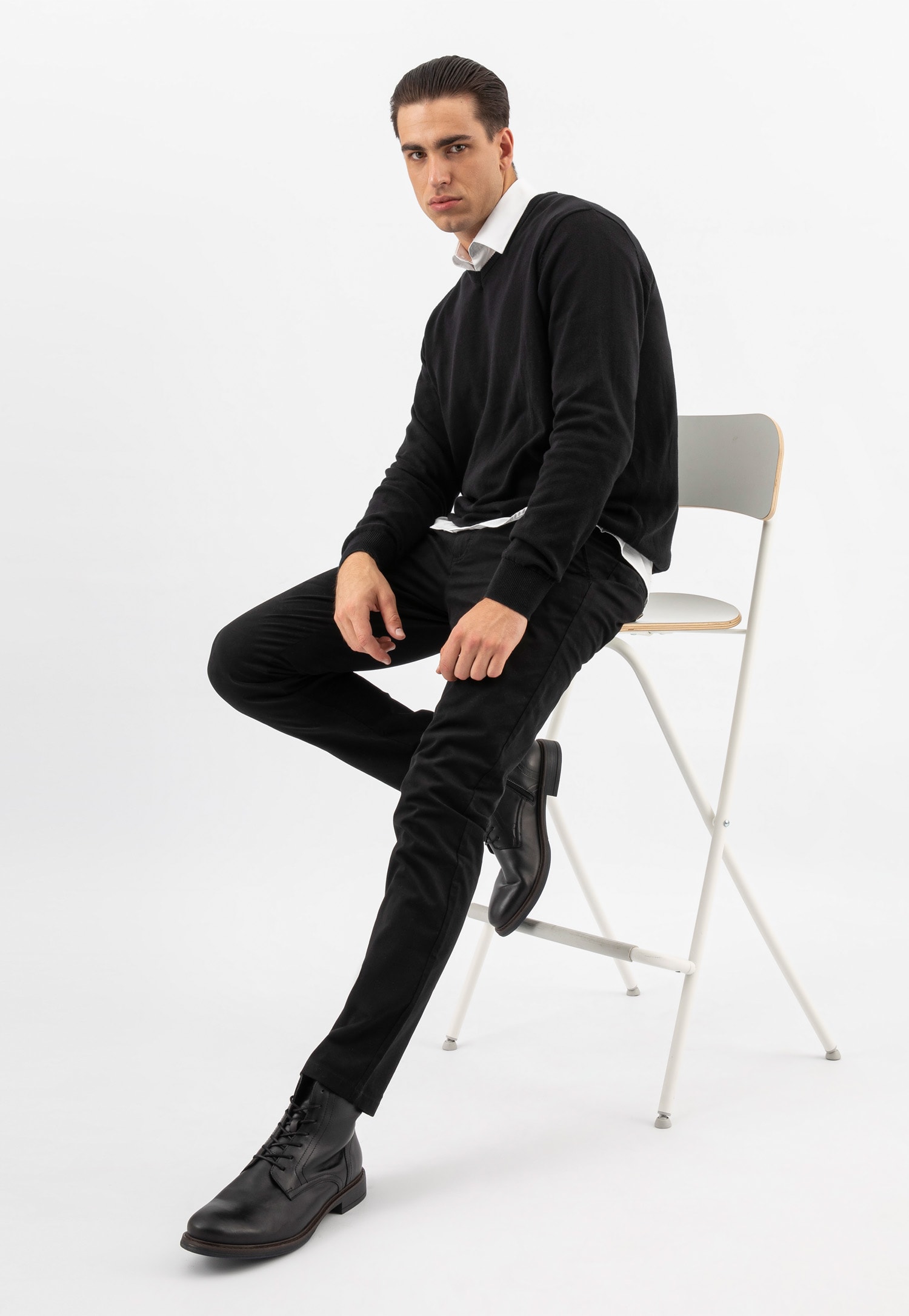 Brązowe skórzane trzewiki męskie z ociepleniem