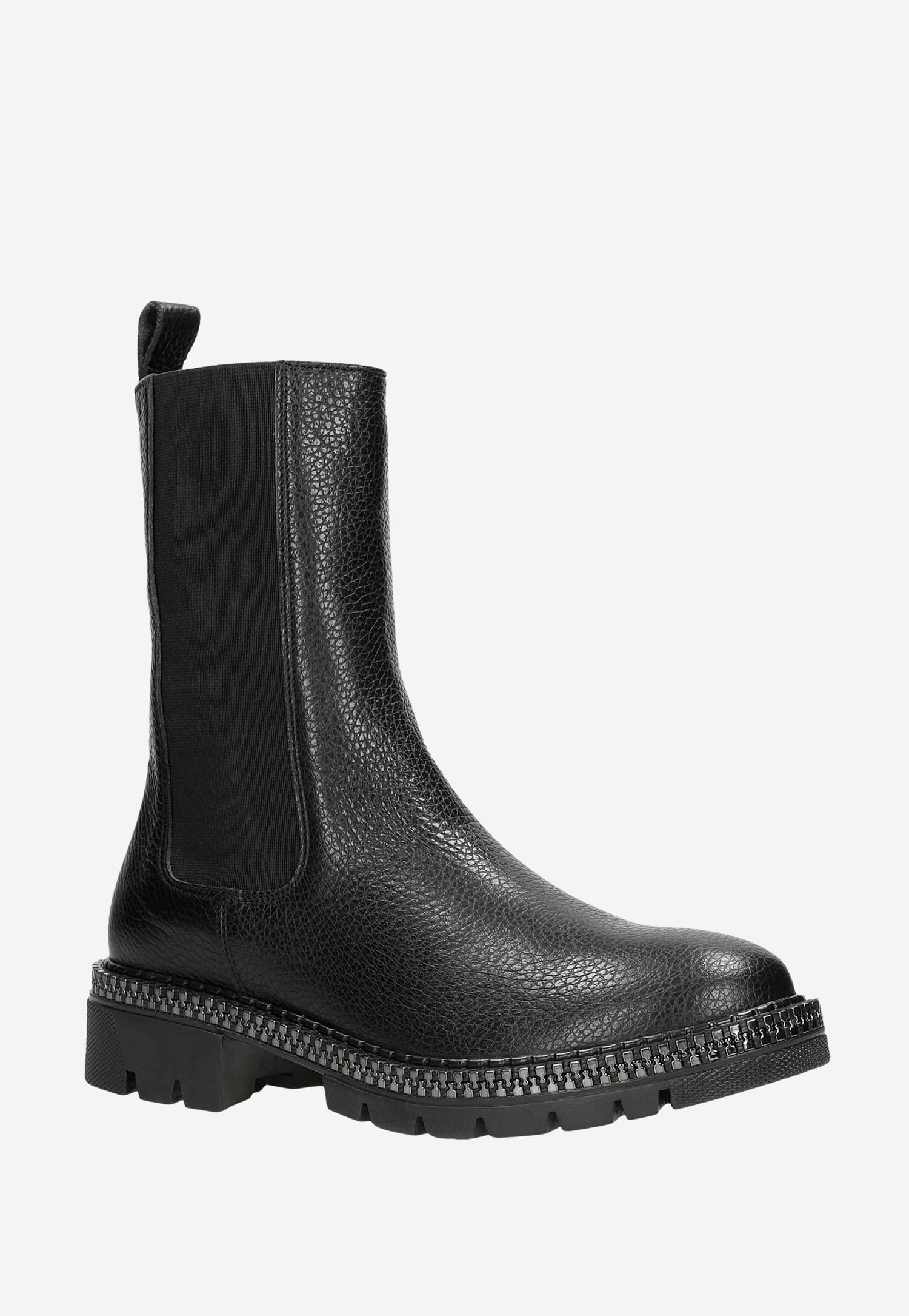 Czarne botki damskie sztyblety ze skóry licowej