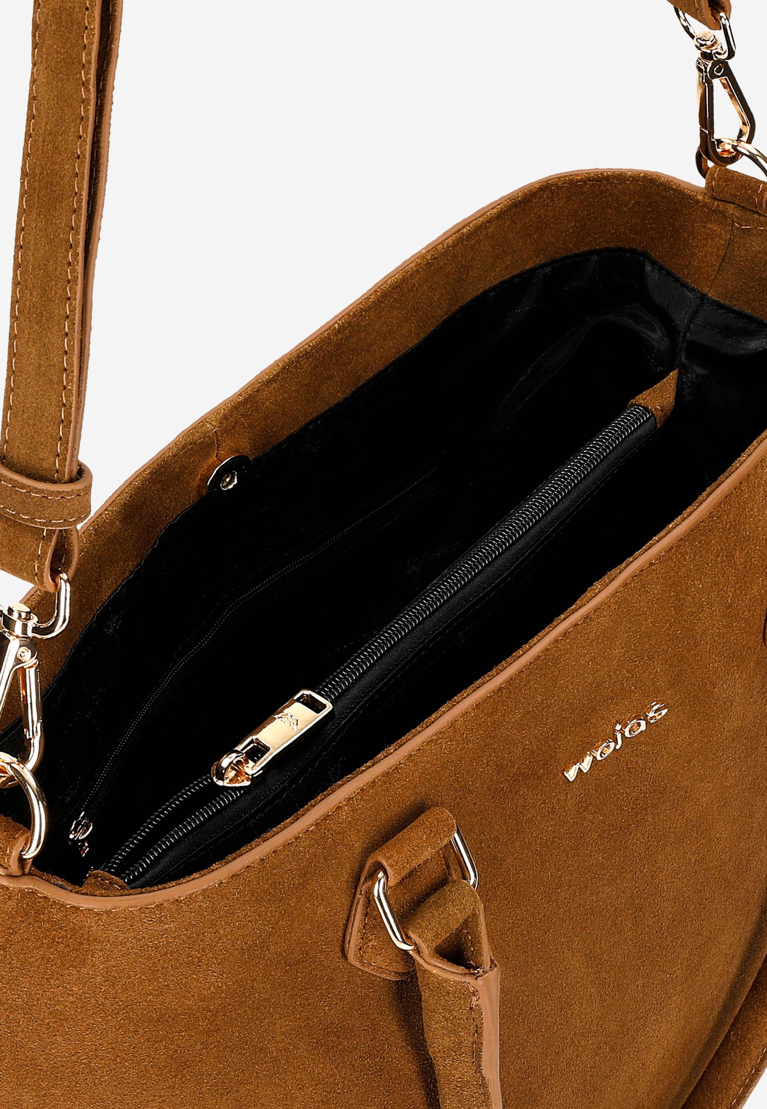 Jasnobrązowa torebka damska z dwoiny welurowej