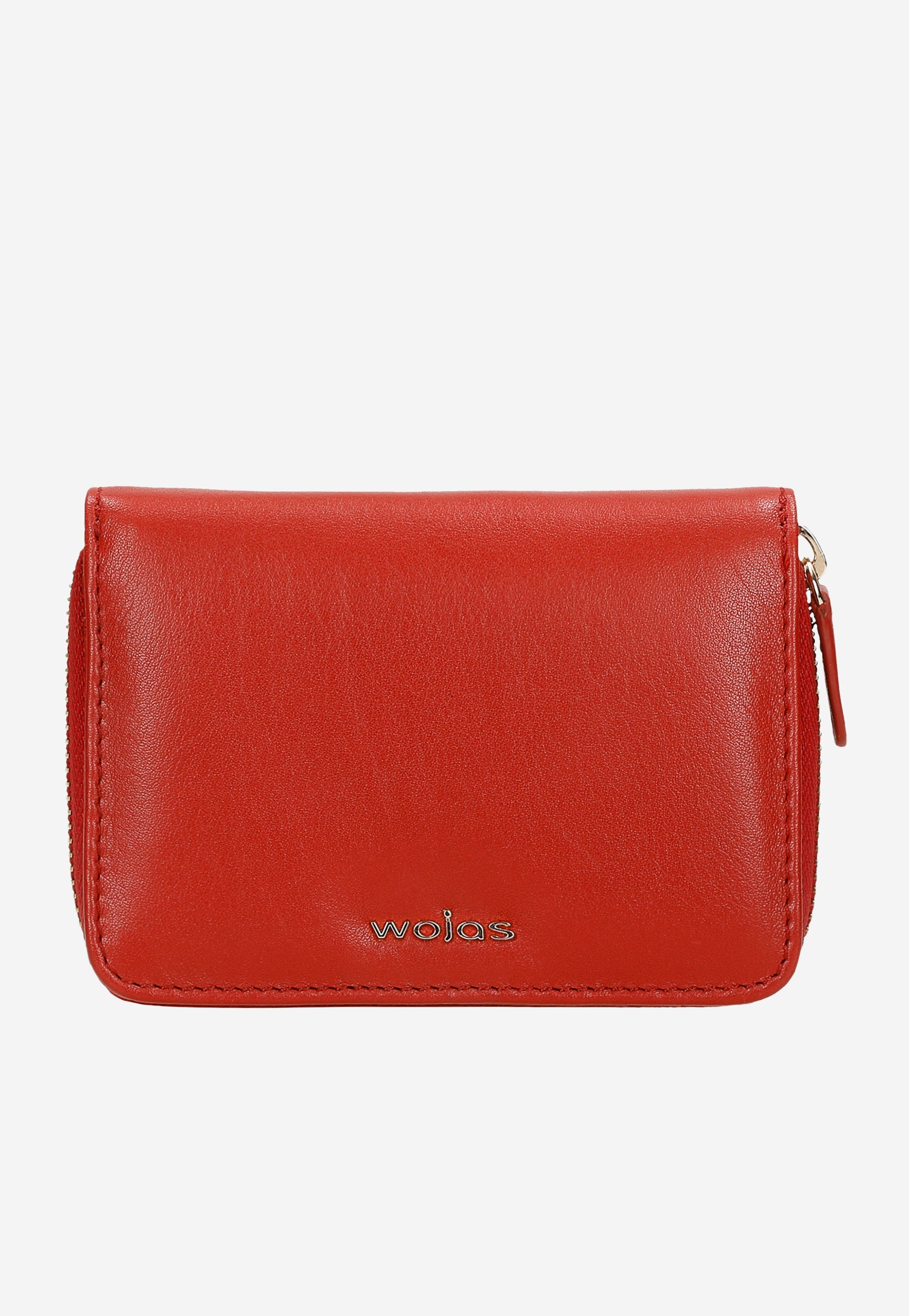 Mały czerwony portfel damski z gładkiej skóry licowej