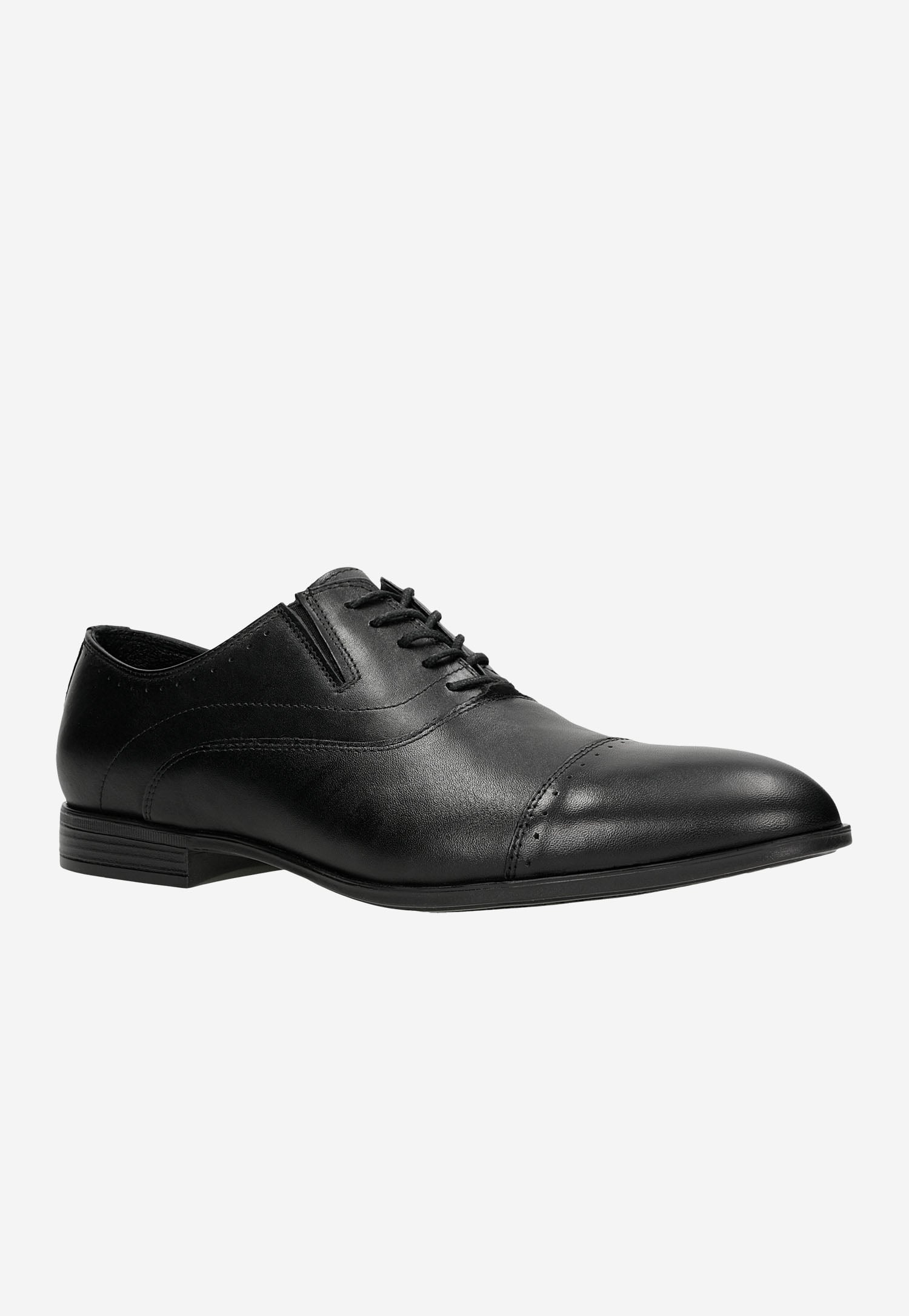 Czarne eleganckie półbuty męskie quarter brogue
