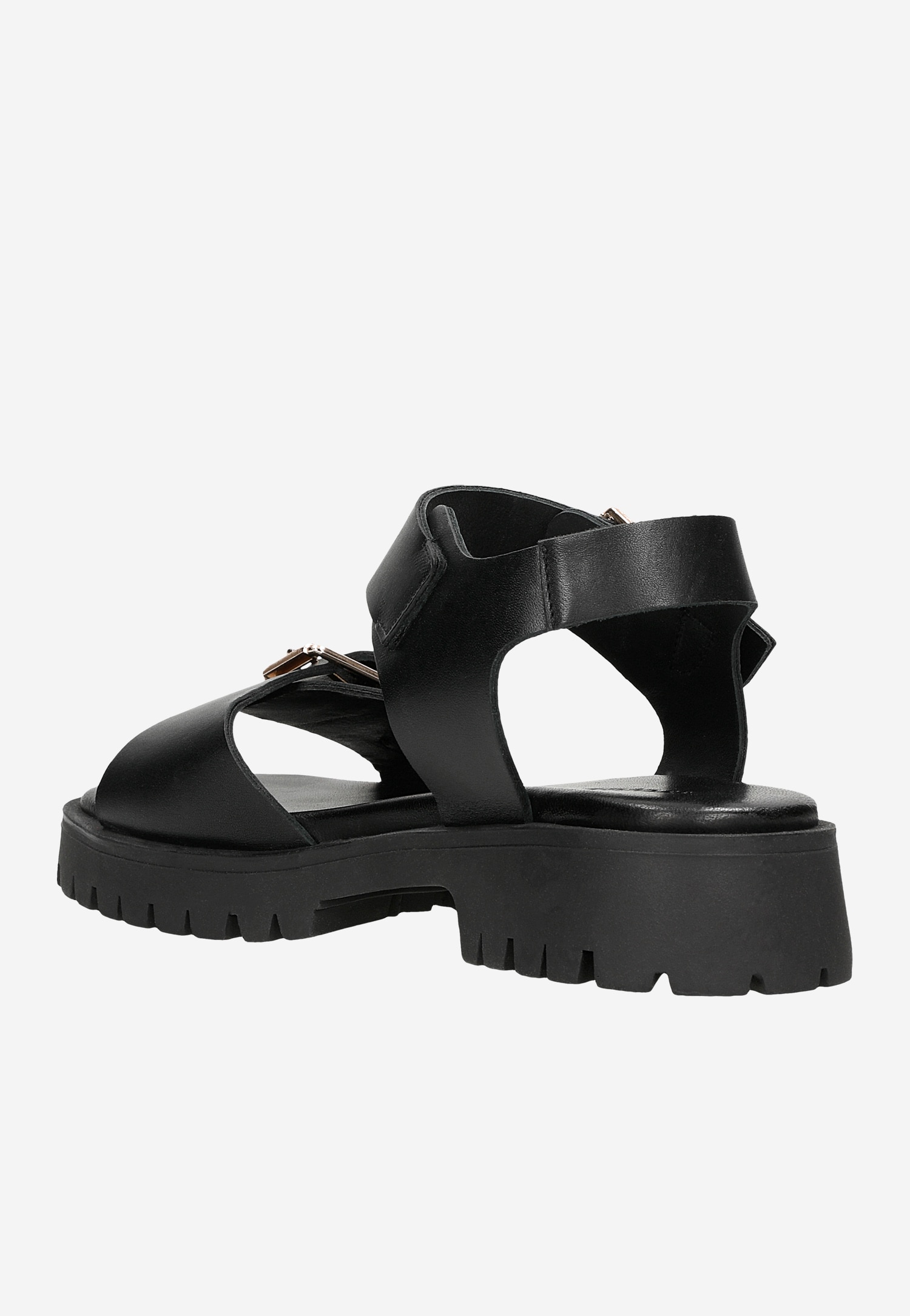 Czarne sandały damskie ze skóry licowej