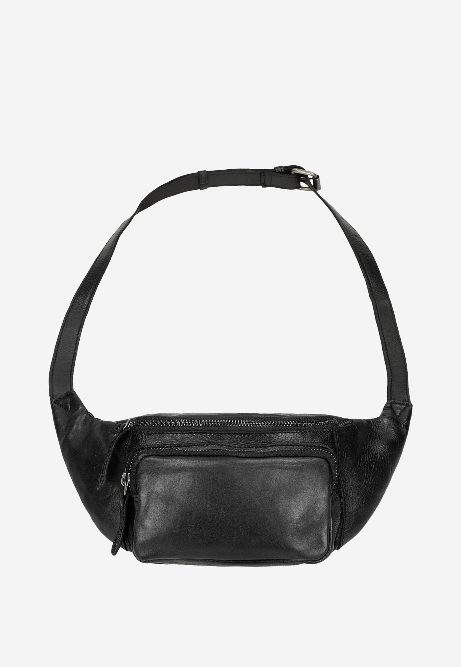 Czarna skórzana torba męska typu nerka