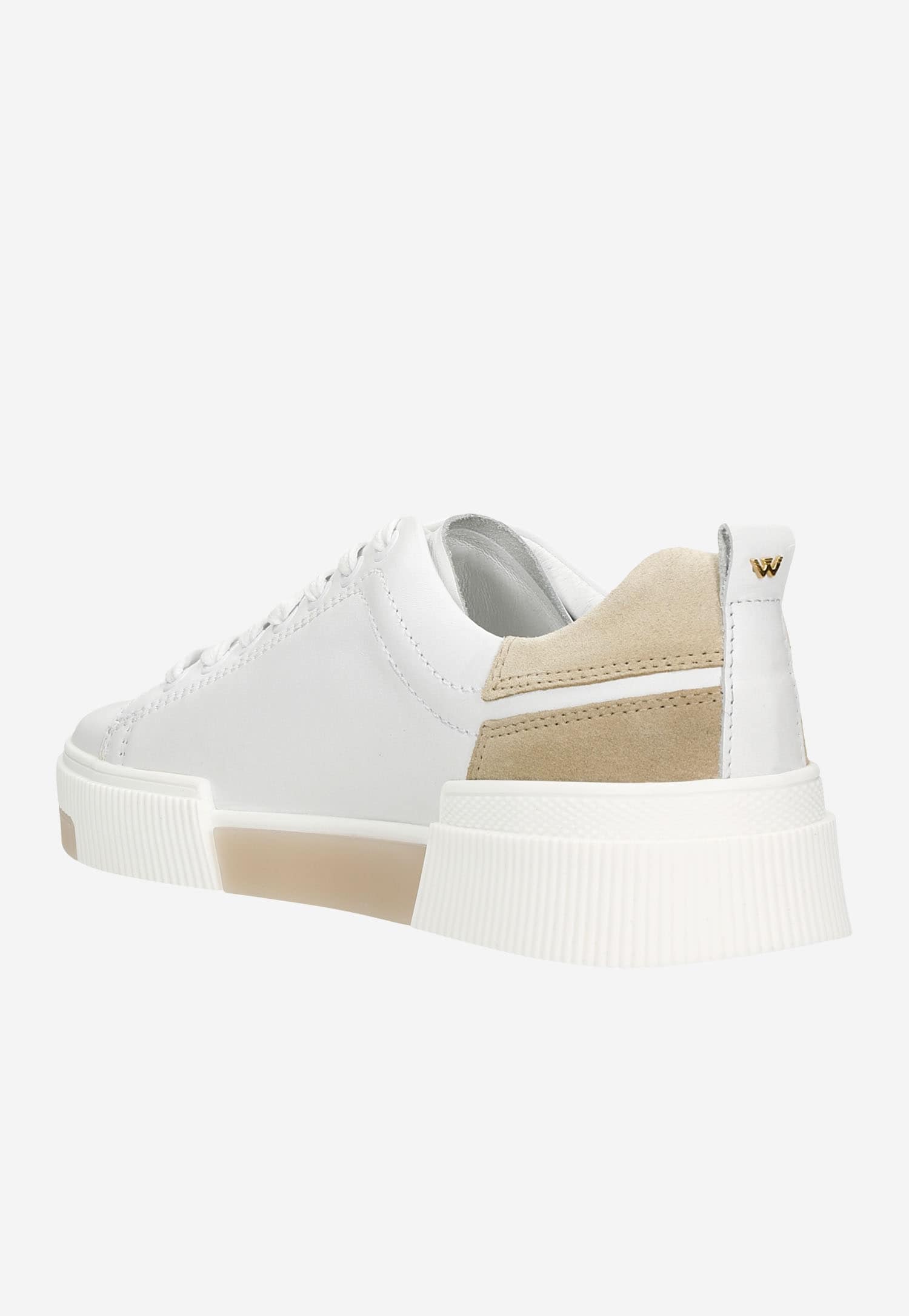 Białe trampki damskie z beżowymi akcentami