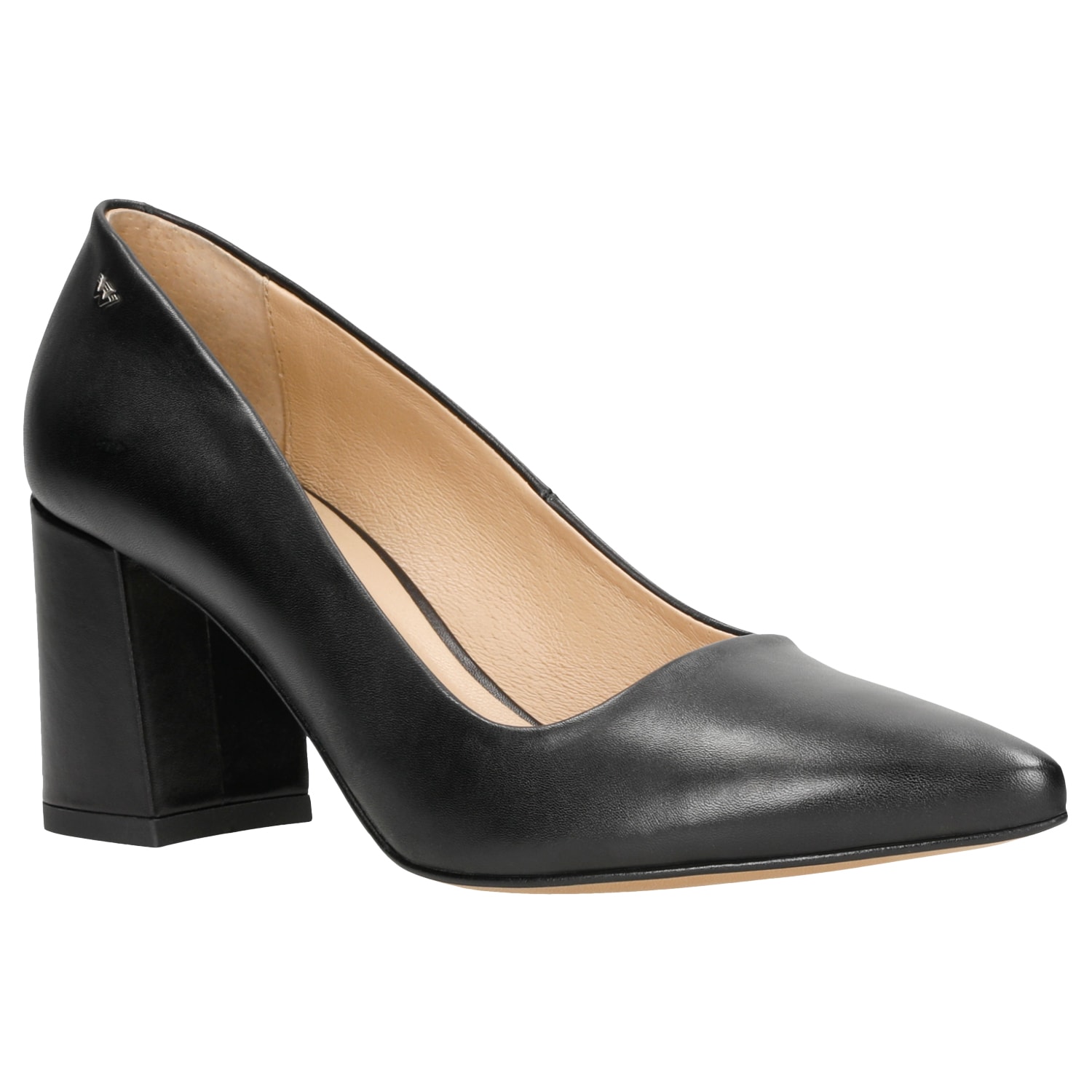 Czarne skórzane czółenka damskie z noskiem w szpic