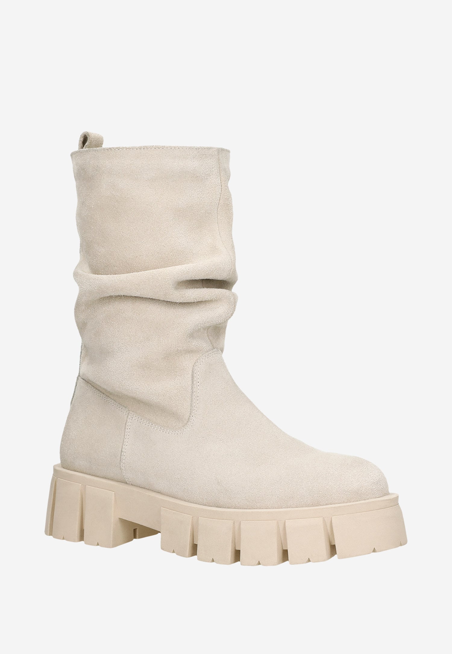 Ocieplane botki damskie w kolorze beżowym