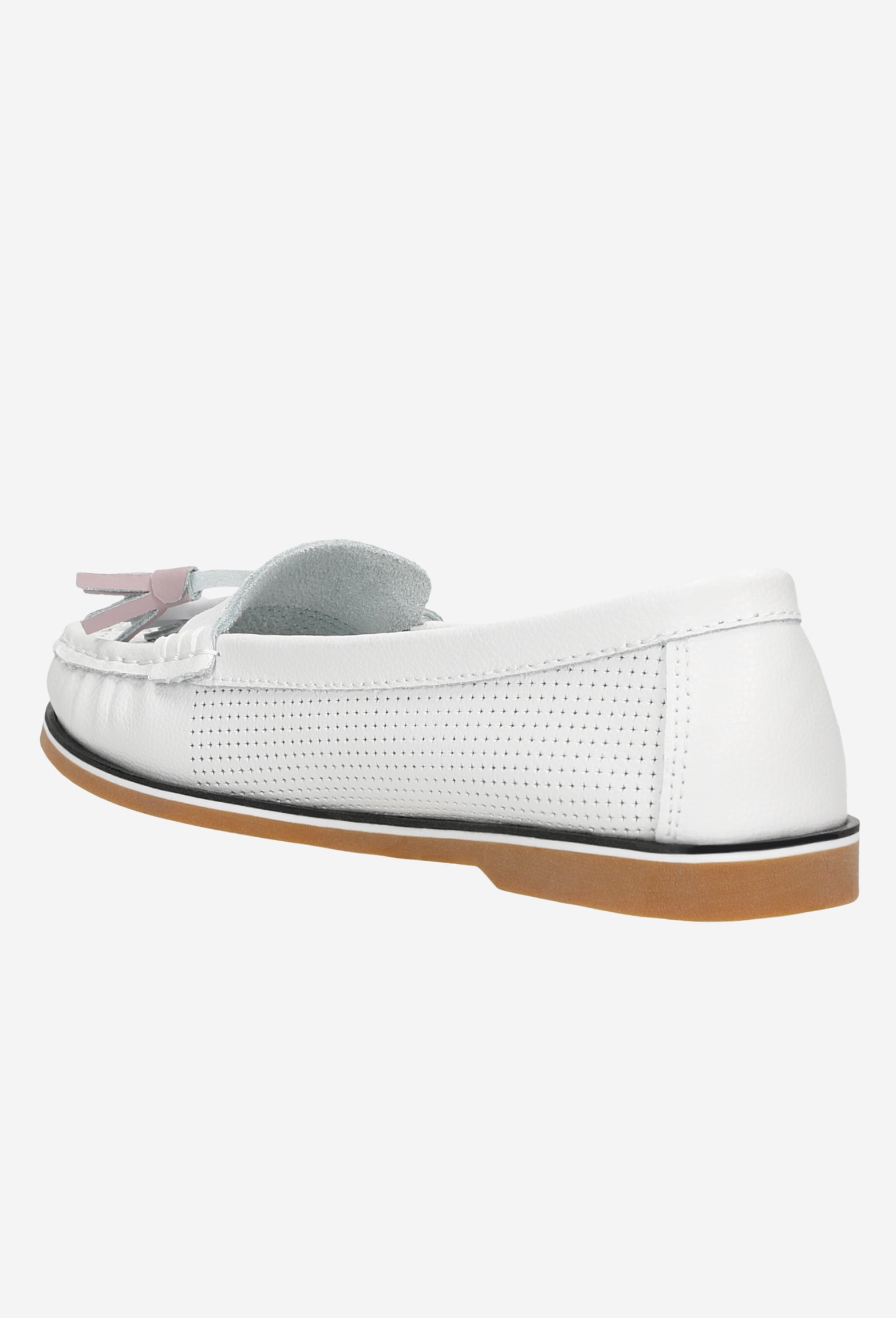 Białe mokasyny damskie z kolorowymi frędzelkami