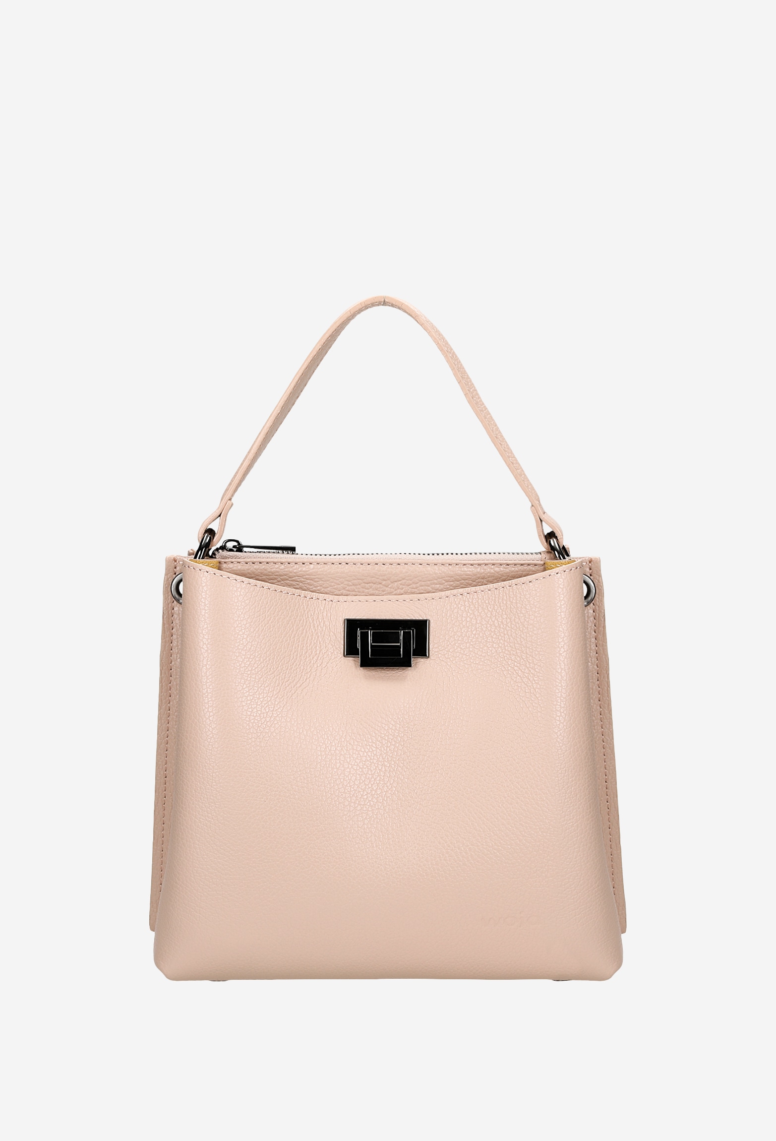 Duża ciemnobrązowa torebka damska kuferek z tłoczeniem