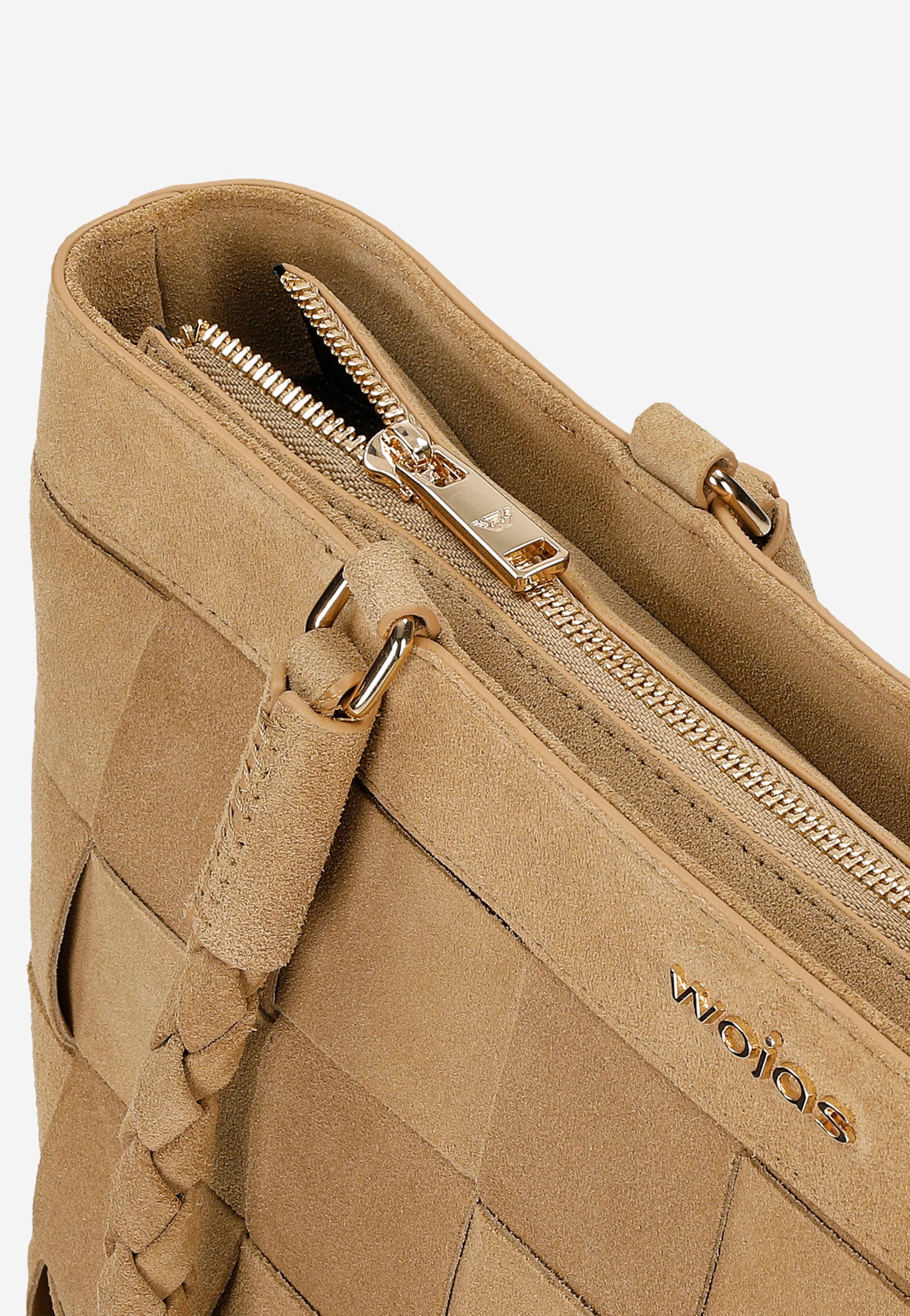 Duża pleciona torebka damska w kolorze beżowym