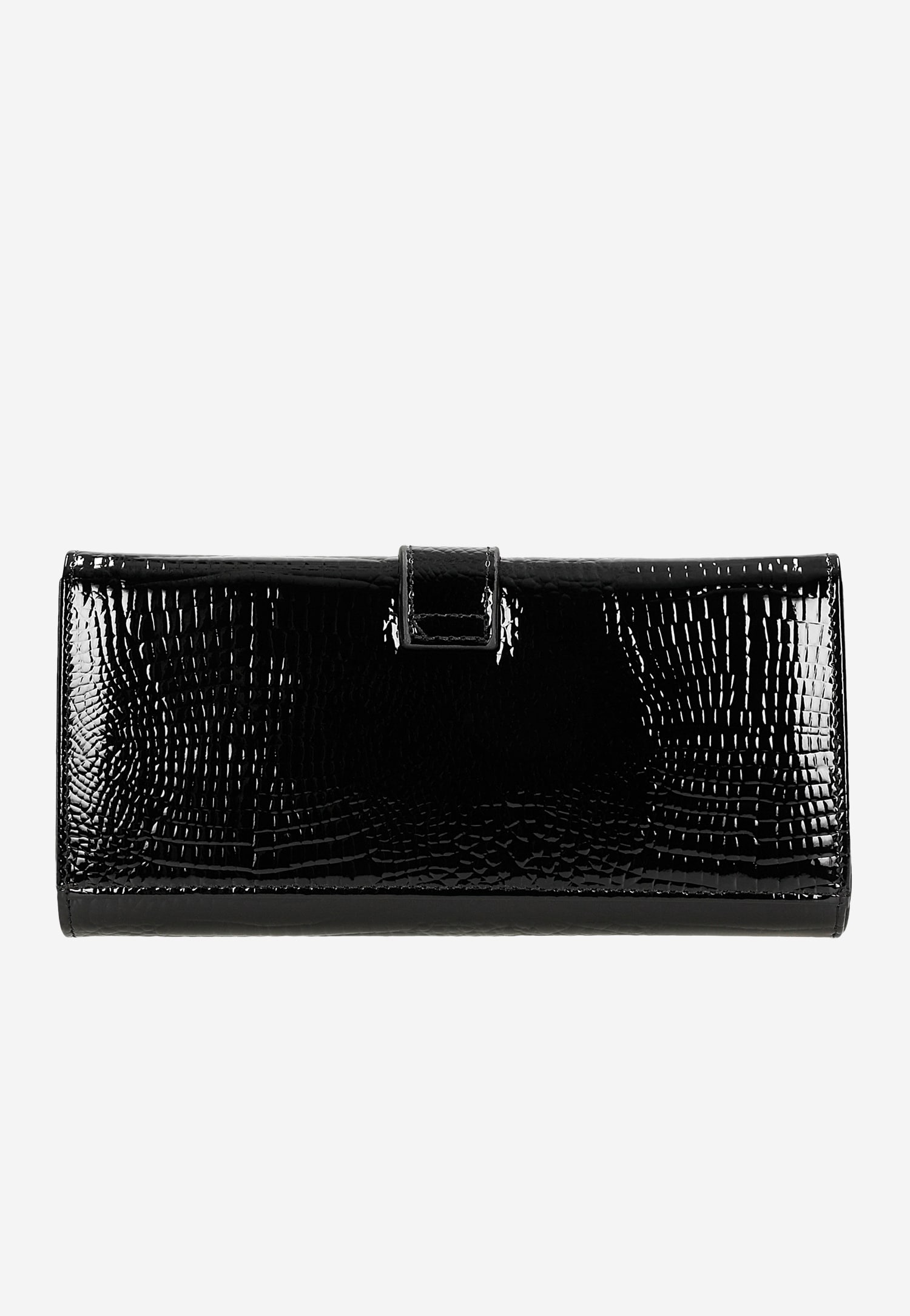 Duży lakierowany portfel damski w kolorze czarnym