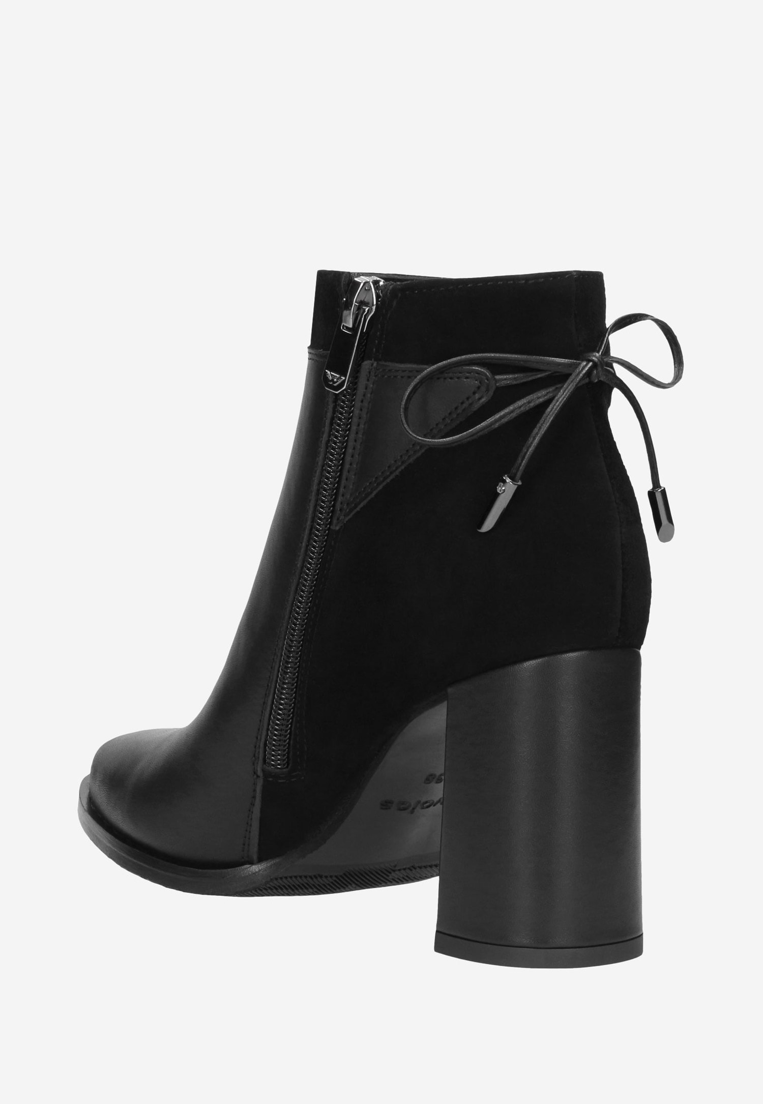 Stylowe botki damskie na wysokim słupku ze skóry licowej i welurowej