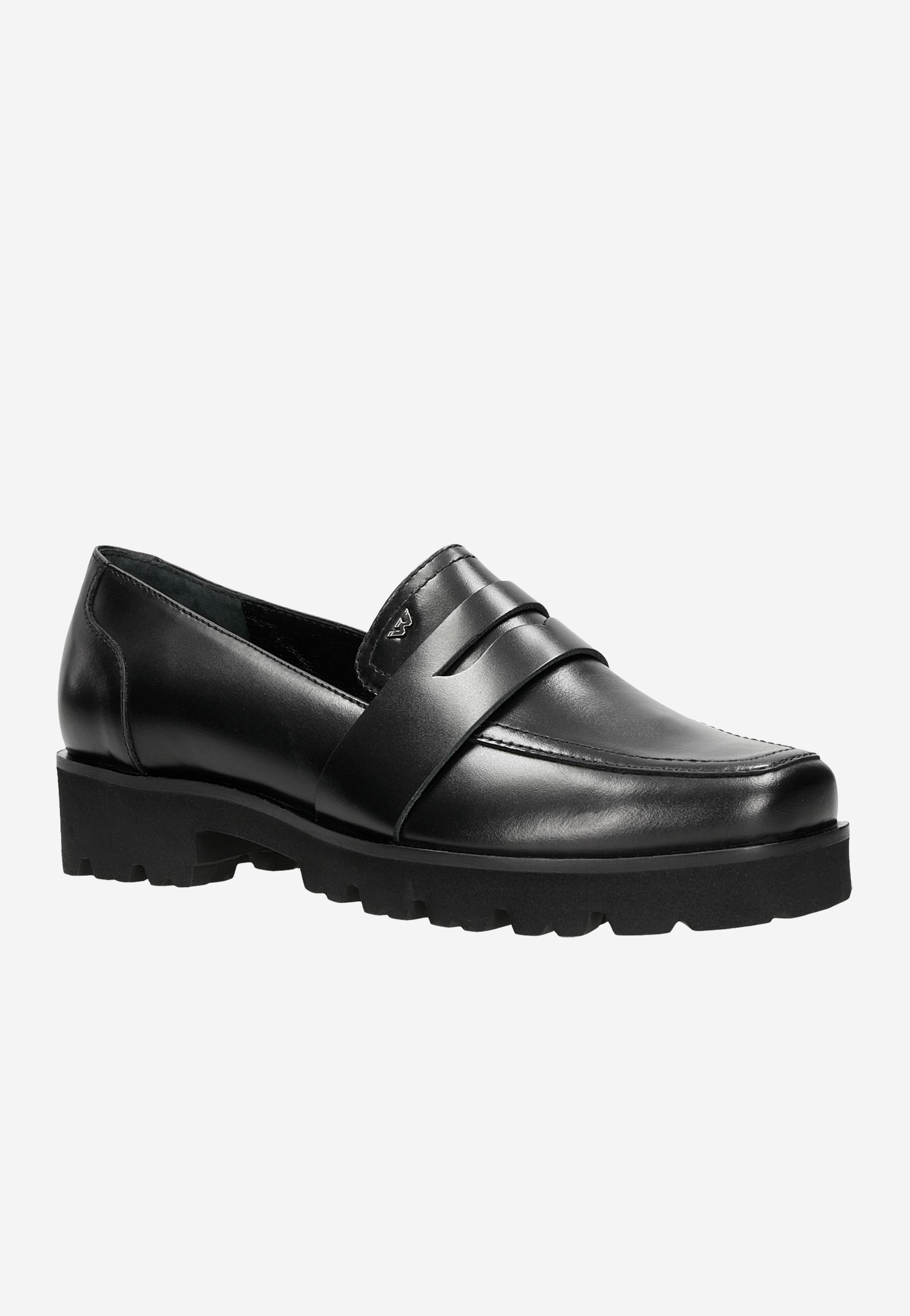 Czarne mokasyny damskie na grubej podeszwie